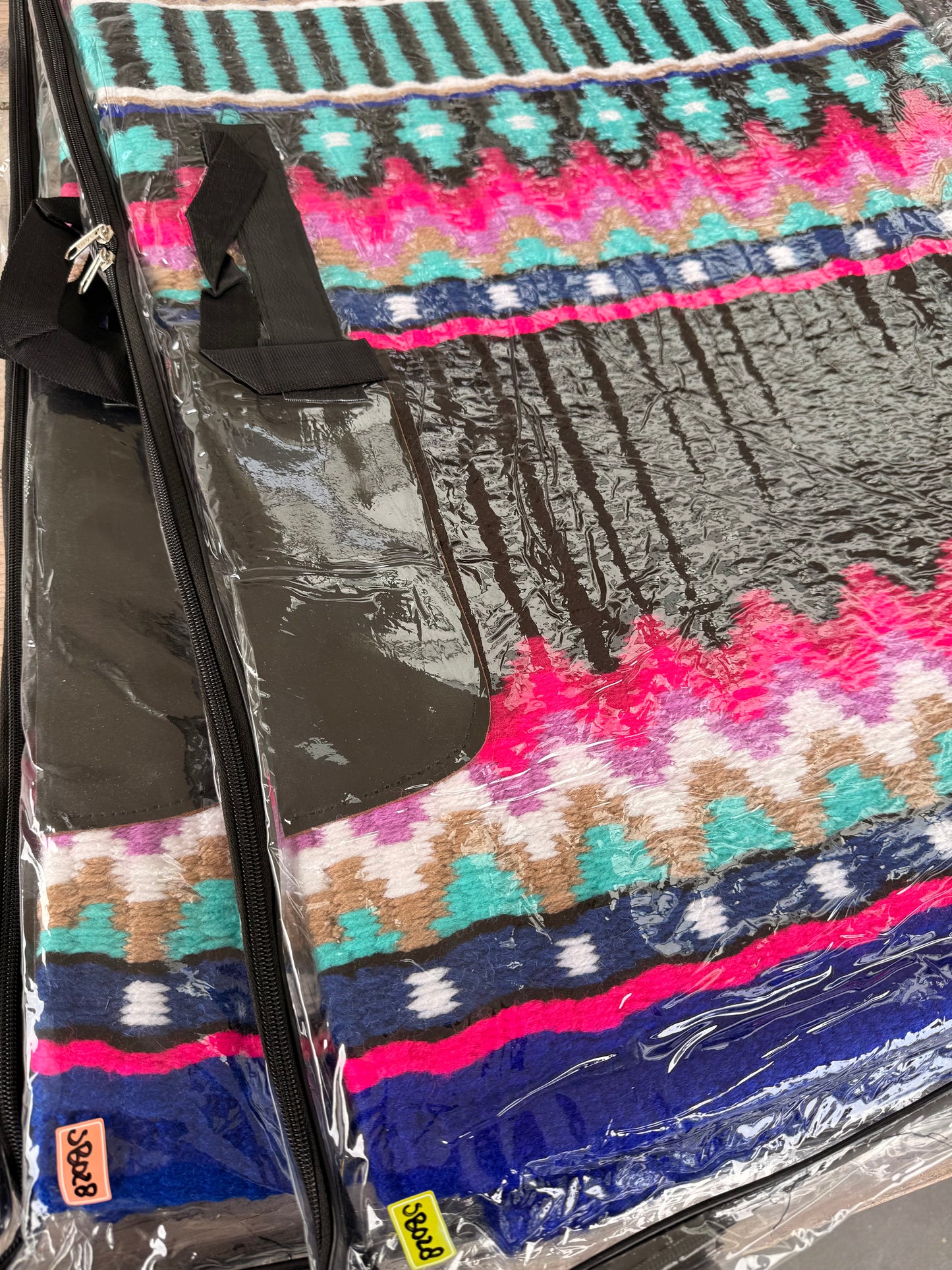 SB028 - Western oversized showblanket A - Zwart, blauw, roze, turquoise