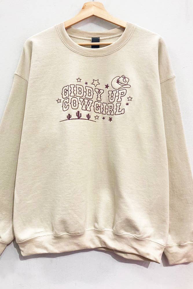 Sweet Claire - Geborduurd Giddy-Up Cowgirl sweatshirt trui
