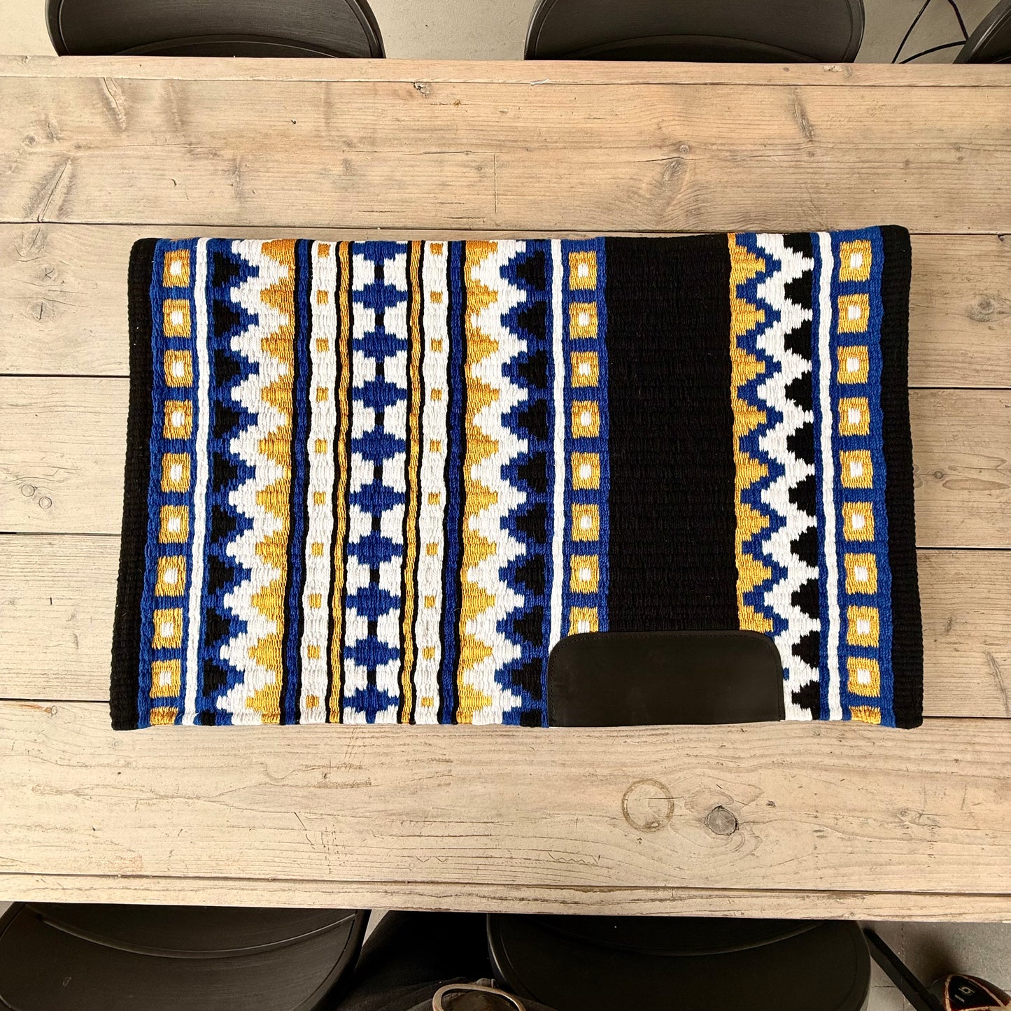 SB024 - Western oversized showblanket A - Zwart, blauw, goud
