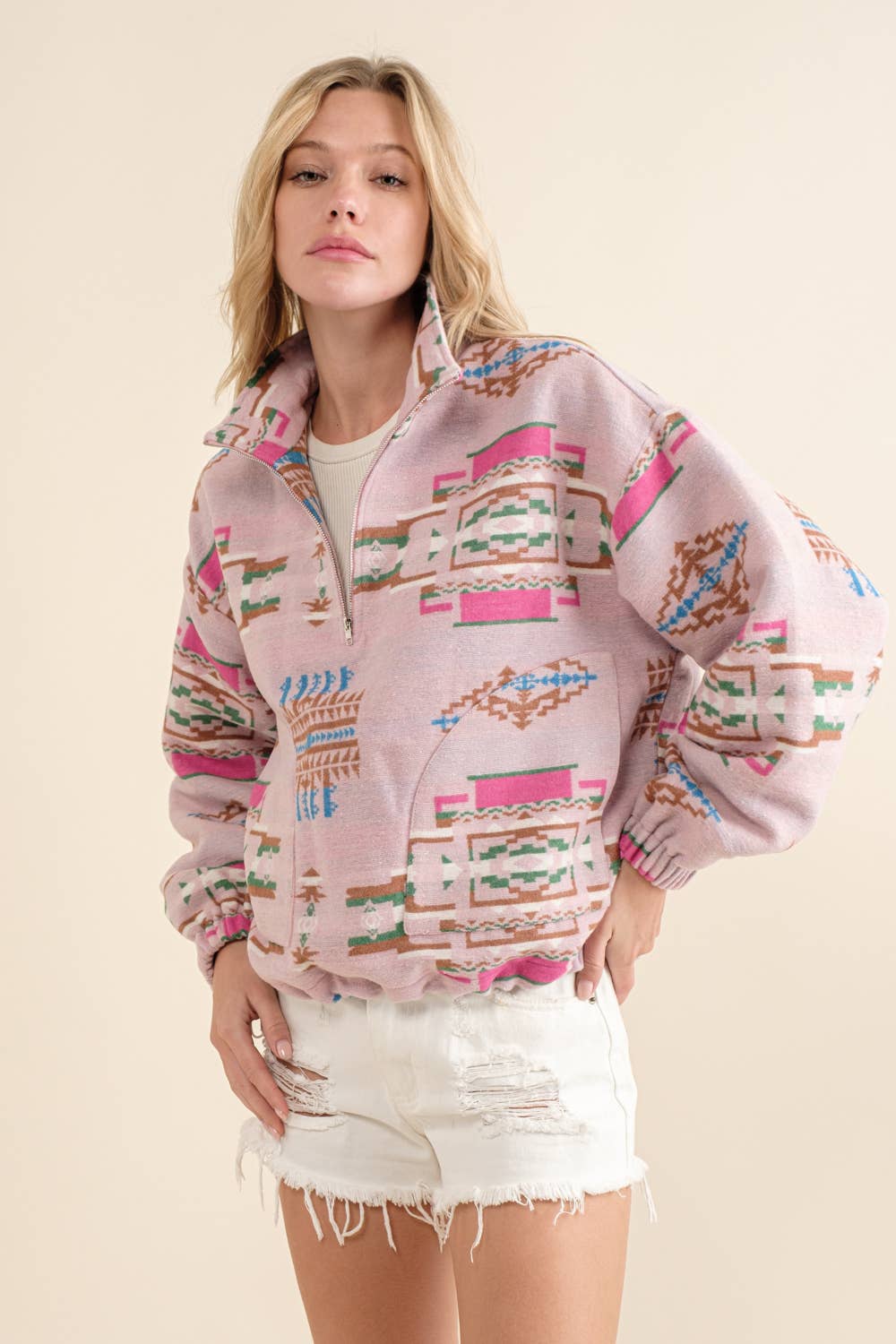 Blue B - Azteekse trui van zacht geborsteld fleece