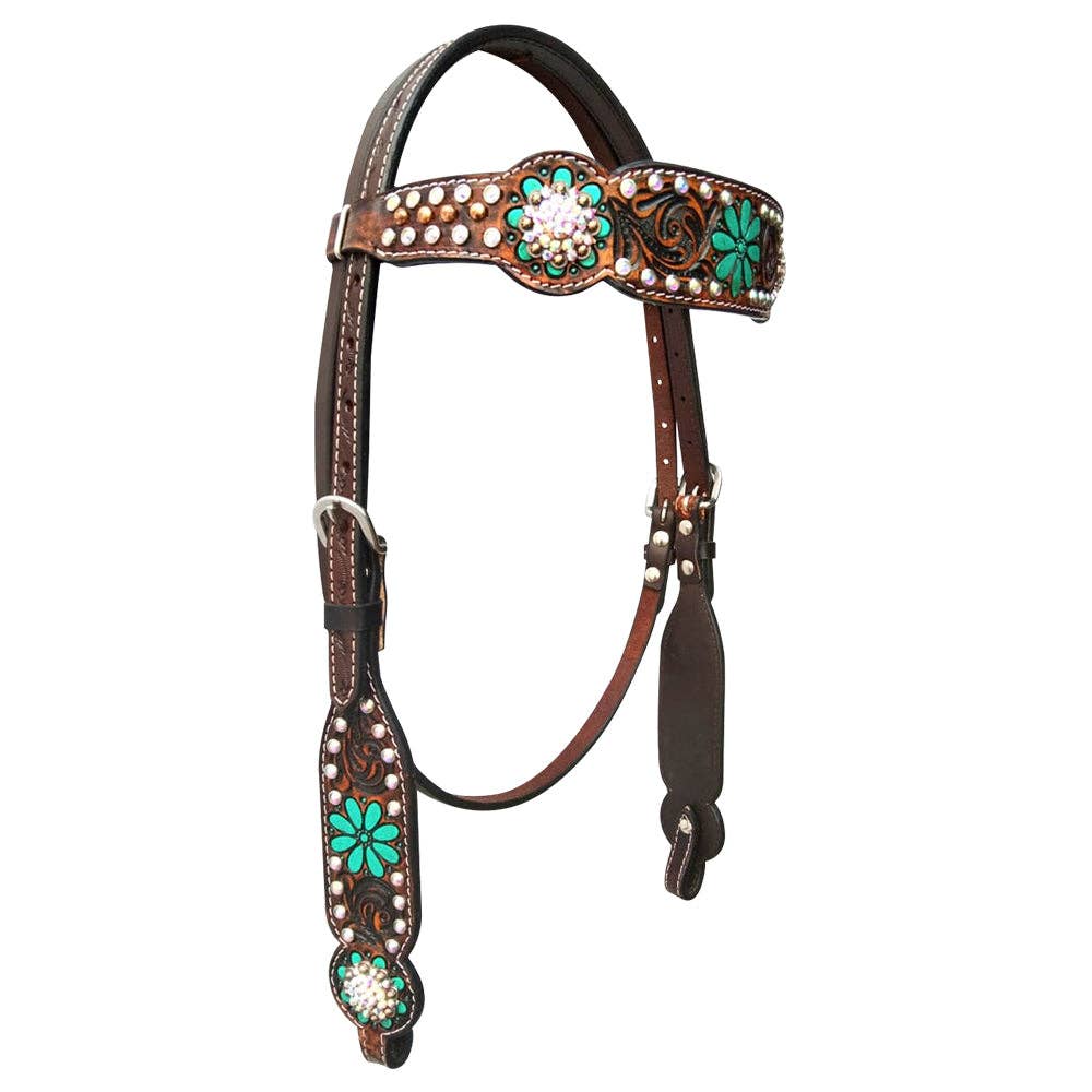 LS Western - Western Lederen Hoofdstel met strass