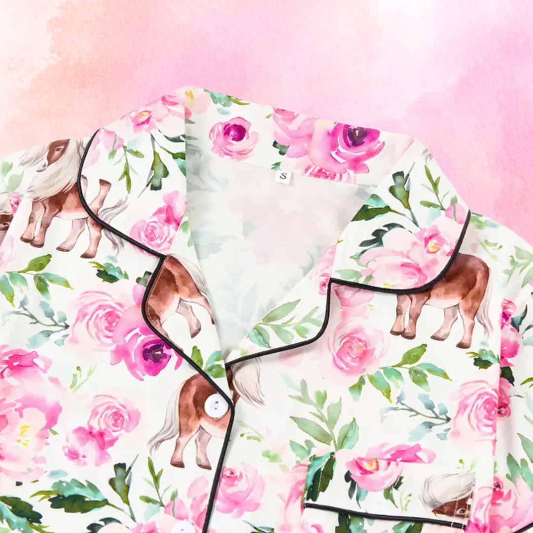 FMH - Damen Sommer Pyjama Set/ Hausanzug Shetland Rose