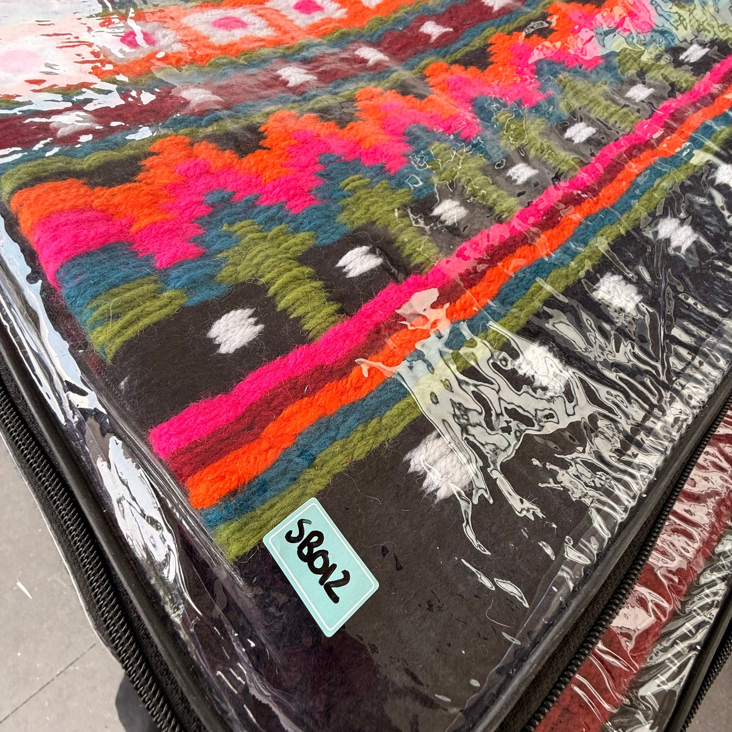 OP=OP - SB012 - Western oversized showblanket B - Zwart, roze, oranje, groen