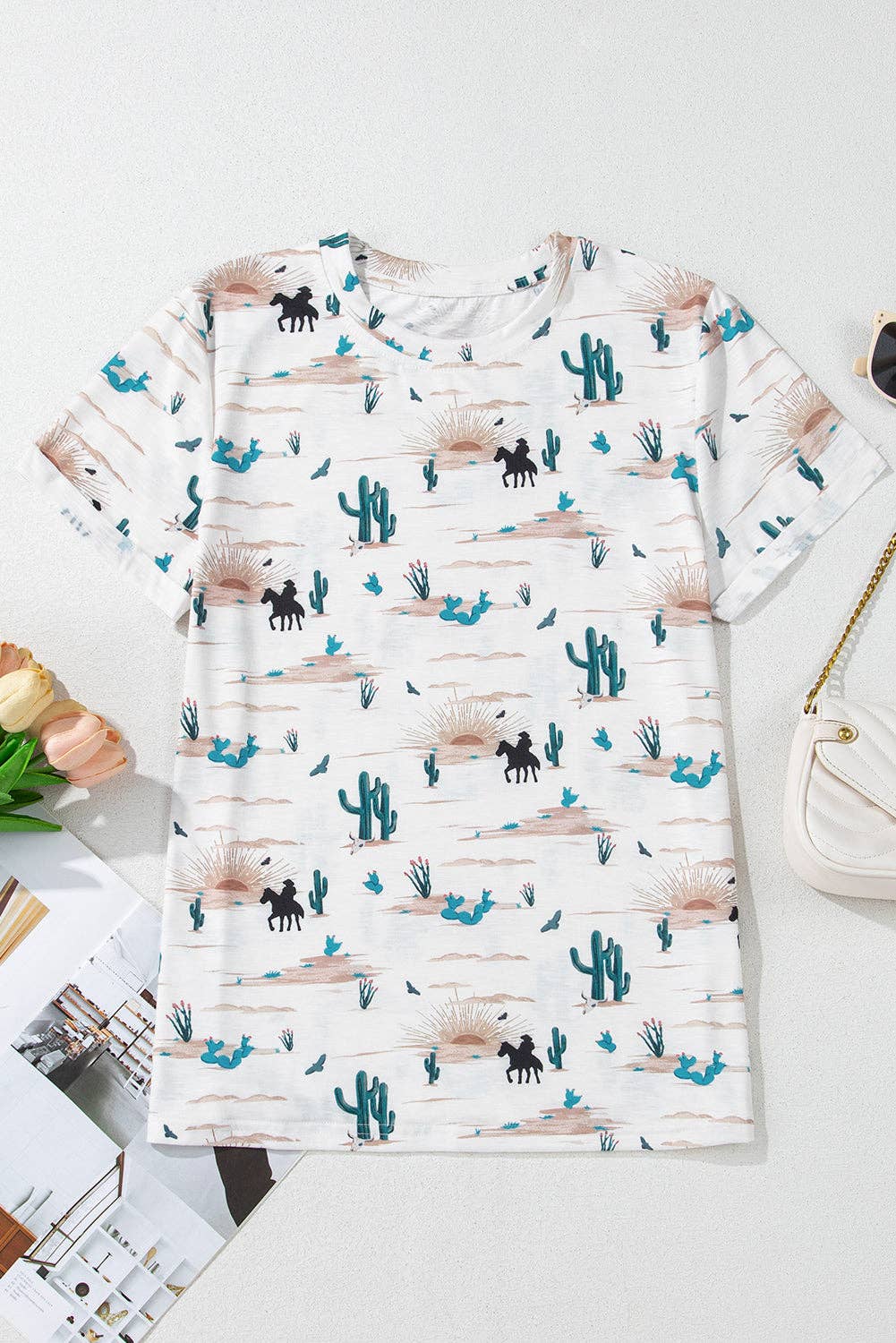 OP=OP - Pretty Bash - Western Cactus top korte mouw t-shirt