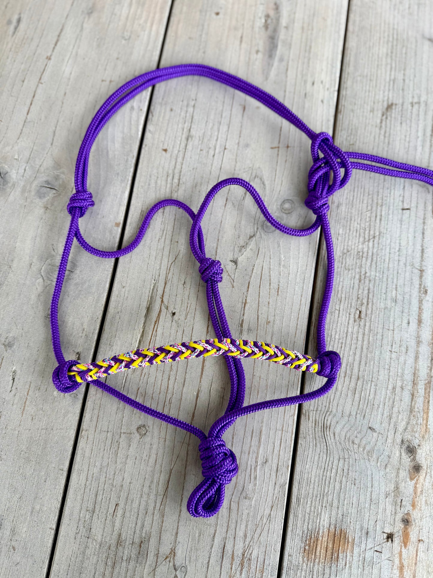 Horse Rope Shop - Touwhalster Luna ‘Followmyhooves’ paars/geel