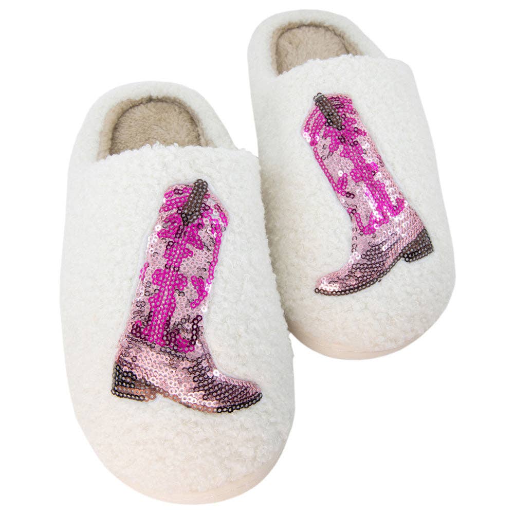 KatyDid - Sloffen pantoffels met cowboylaarzen pailletten