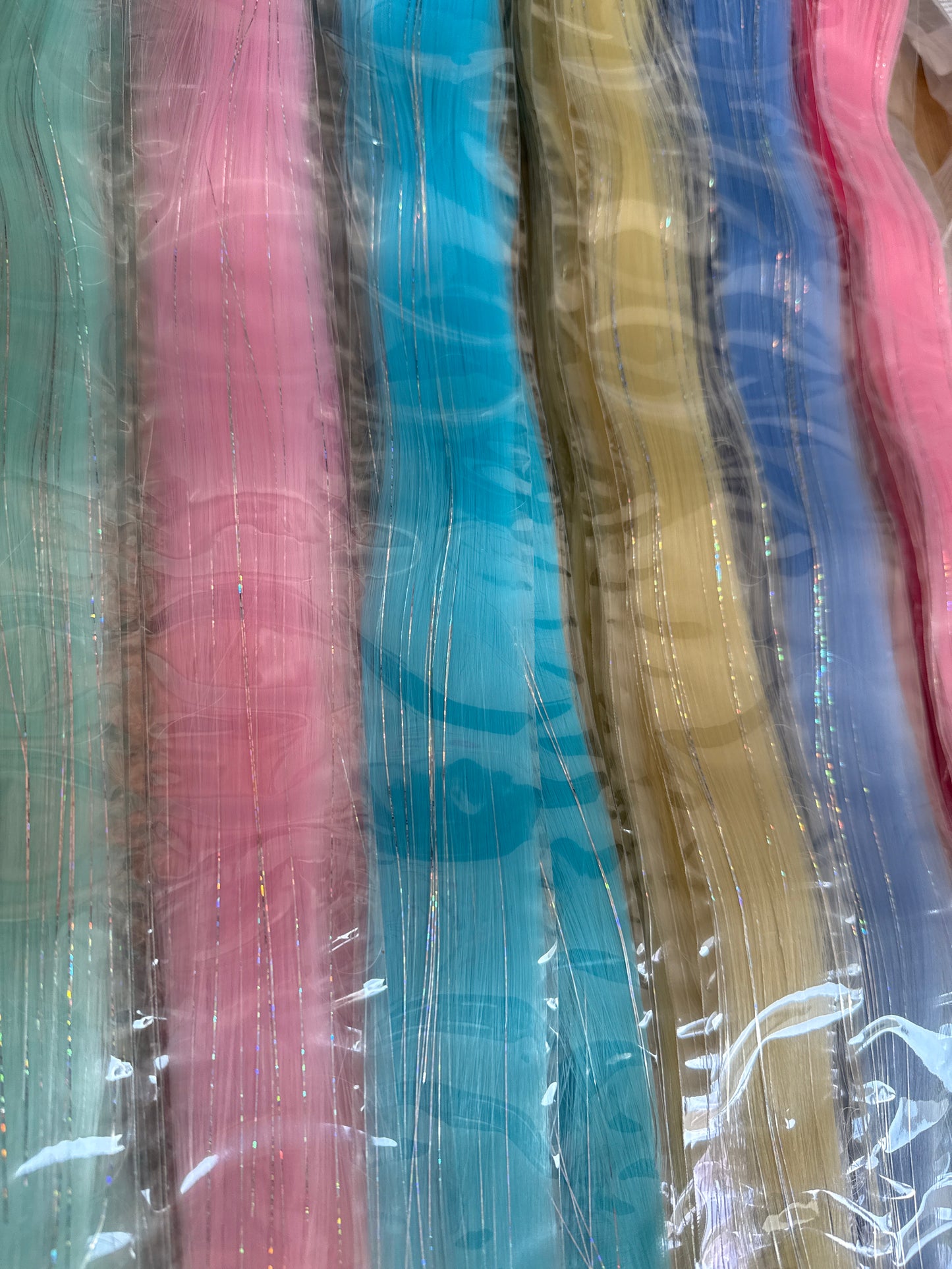 FMH - Clip-in combi haarextenties gekleurd haar met tinsels voor staart en manen