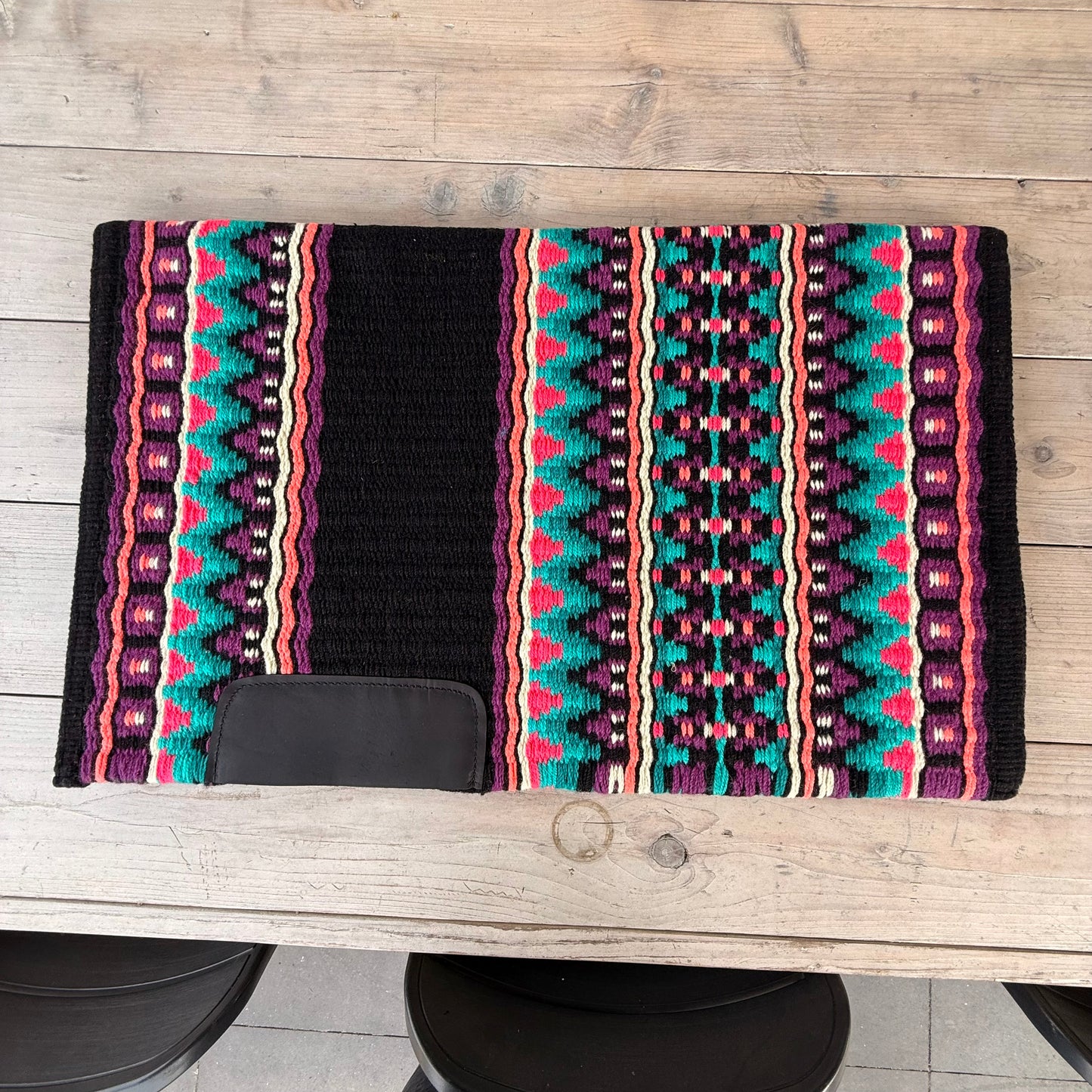 OP=OP - SB010 - Western oversized showblanket B - Zwart, turquoise, roze, paars