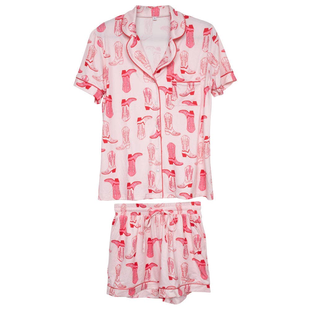 KatyDid - Hellrosa Westernstiefel Damen-Pyjama
