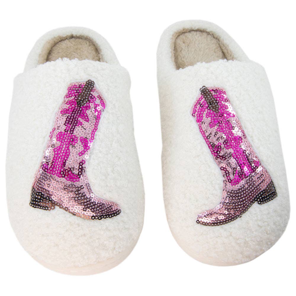 KatyDid - Sloffen pantoffels met cowboylaarzen pailletten
