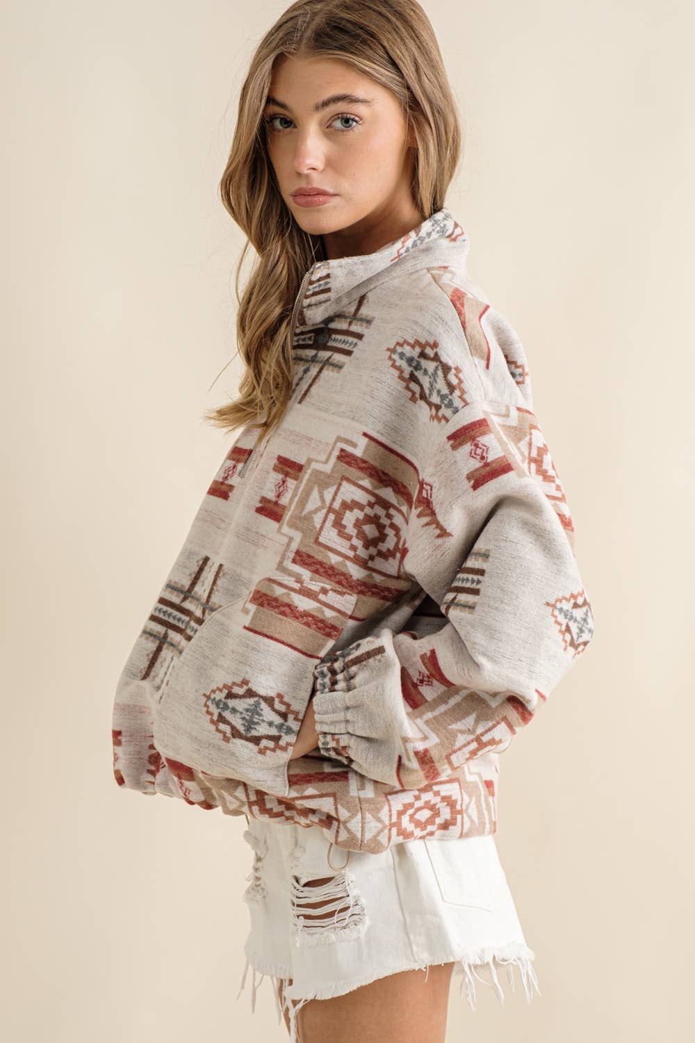 Blue B - Azteekse trui van zacht geborsteld fleece
