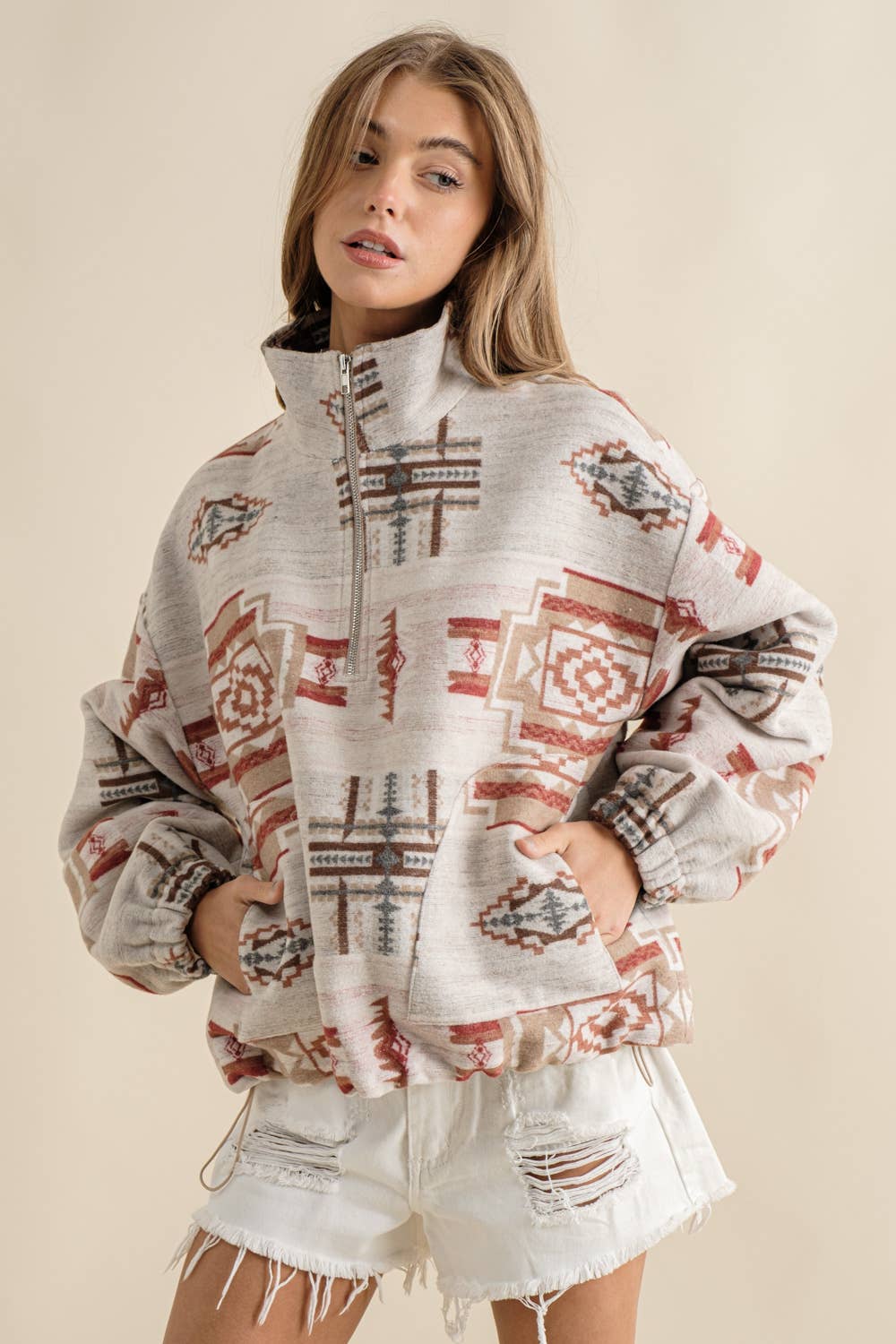 Blue B - Azteekse trui van zacht geborsteld fleece