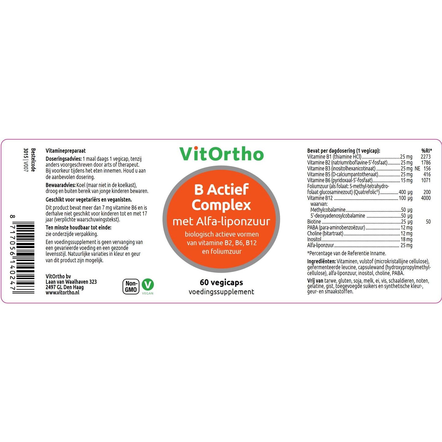 VitOrtho | Vitamine B Actief Complex met Choline en Inositol