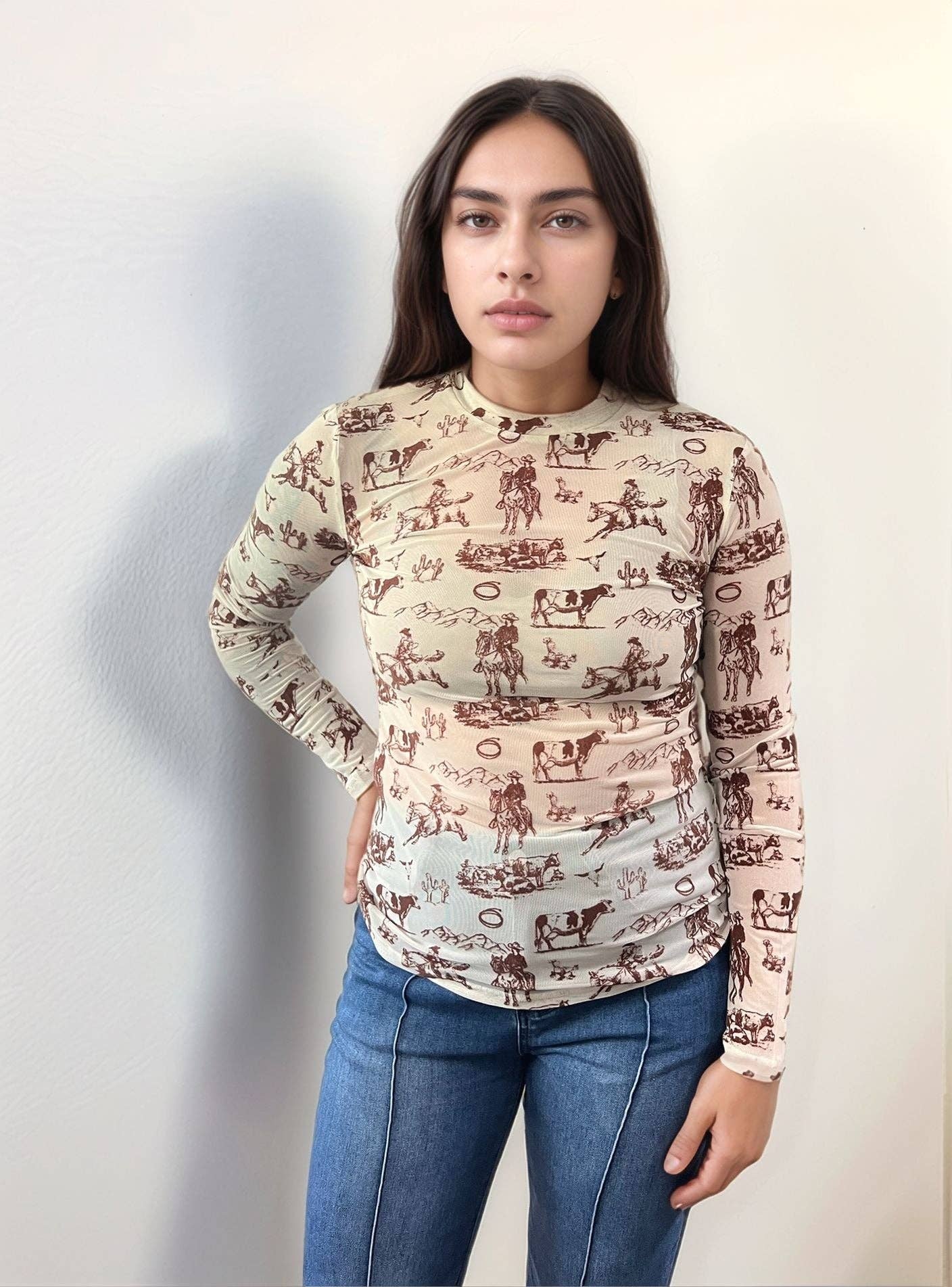 Merigold Kiss - Wild & Western Fluwelen mesh longsleeve