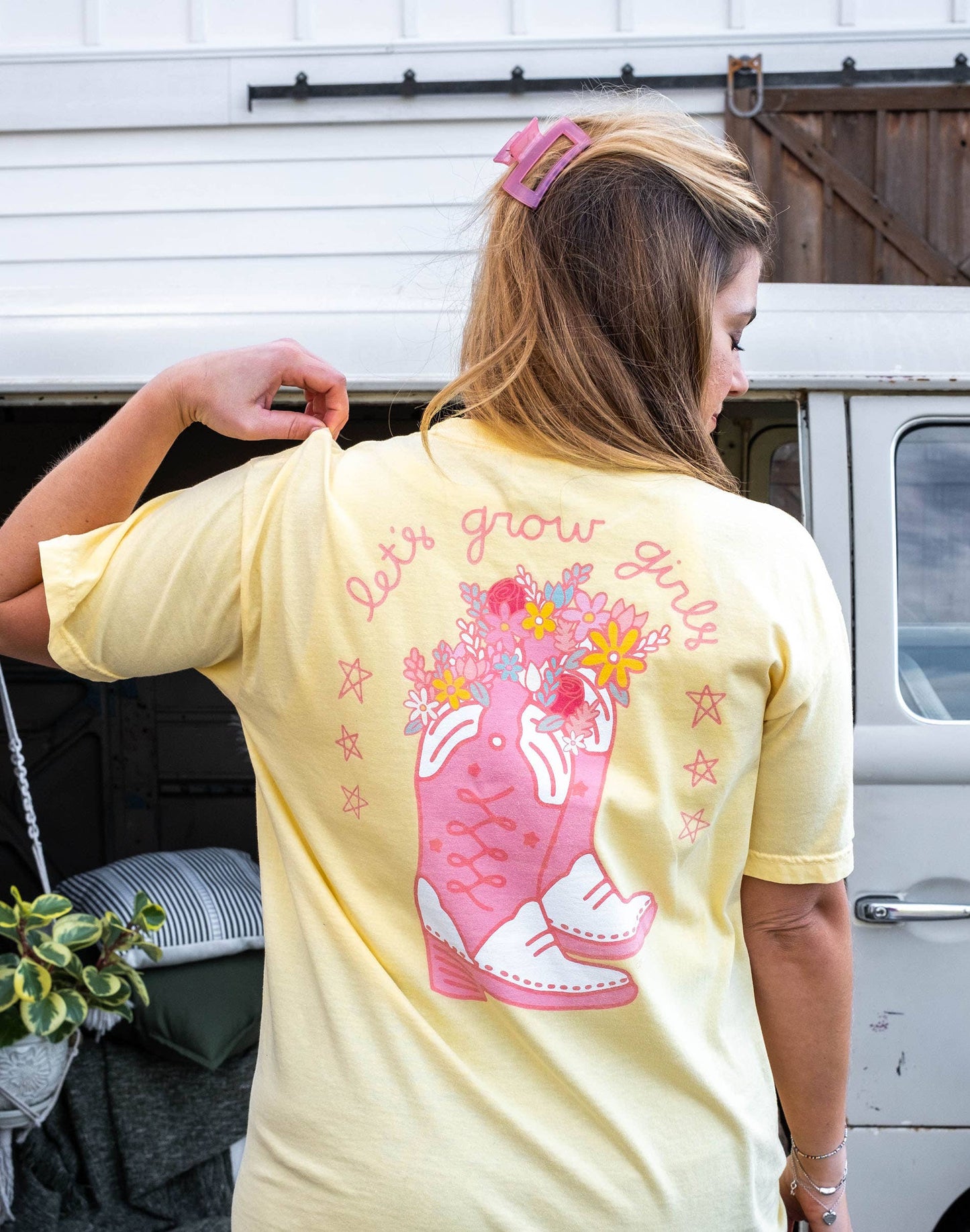 Callie Danielle - Let's Grow T-shirt pastel geel roze