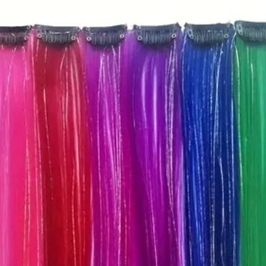 FMH - Clip-in combi haarextenties gekleurd haar met tinsels voor staart en manen