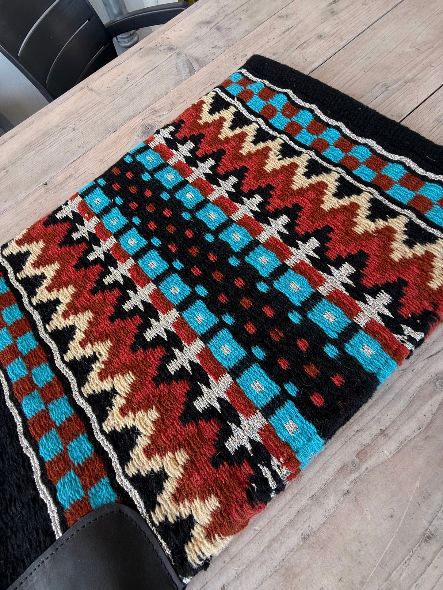 OP=OP - SB038 - Western oversized SHORT showblanket A - Zwart, Turquoise, bruin