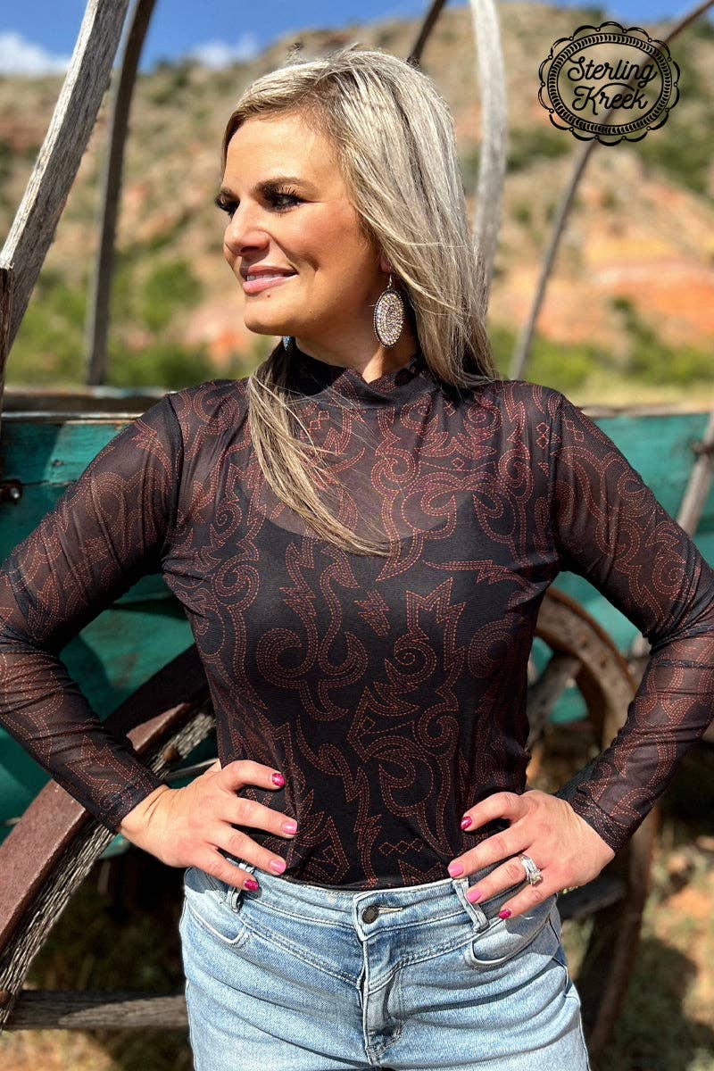 OP=OP - Sterling Kreek - Mesh top lange mouw zwart 'Bonfire Nights'