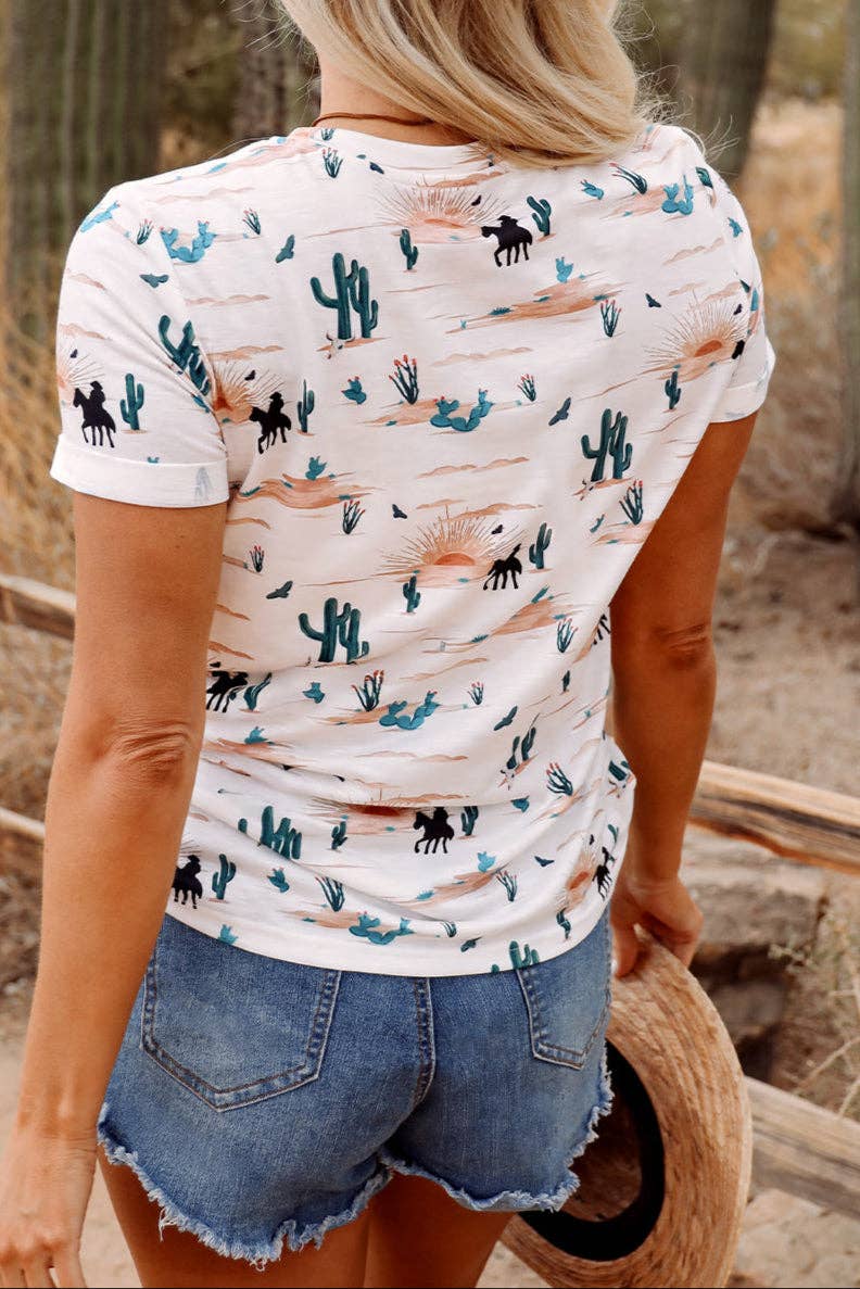 OP=OP - Pretty Bash - Western Cactus top korte mouw t-shirt