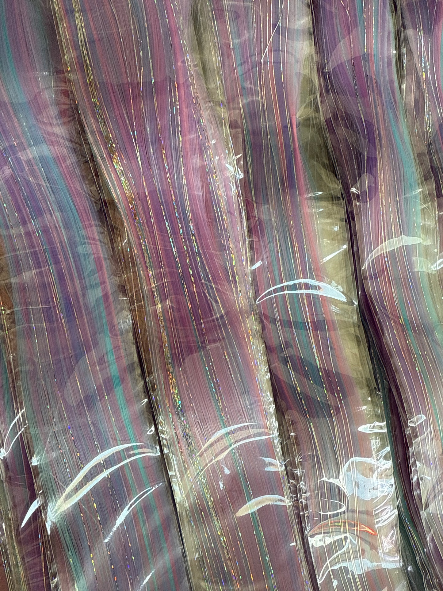 FMH - Clip-in combi haarextenties gekleurd haar met tinsels voor staart en manen