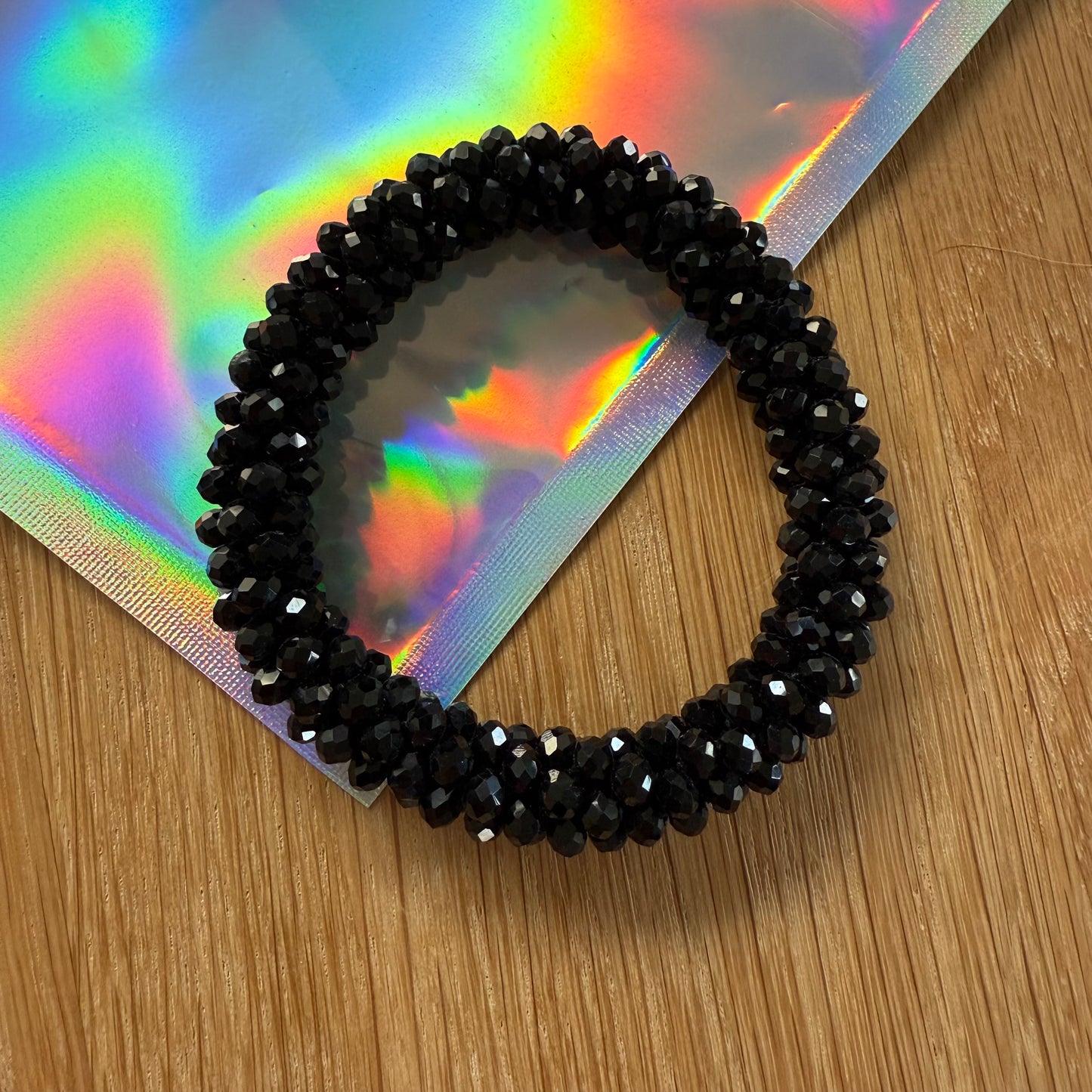 FMH - glitter elastiek knotband effen