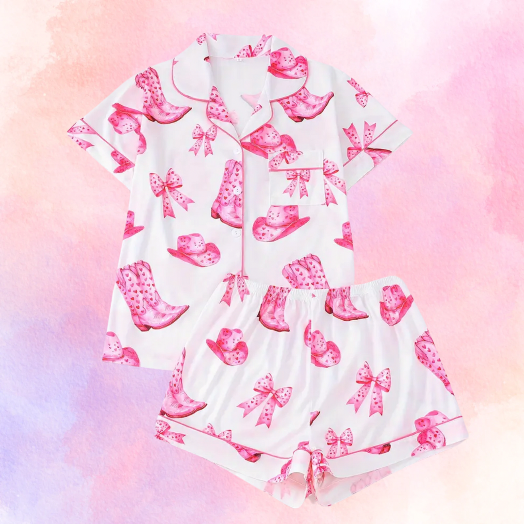 FMH - Damen Sommer Pyjama Set/ Hausanzug Sweet Pink