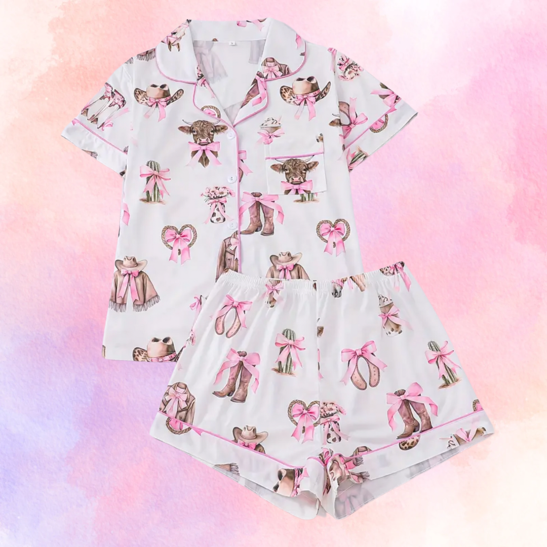 FMH - Damen Sommer Pyjama Set/Loungeanzug Cutest Cowgirl