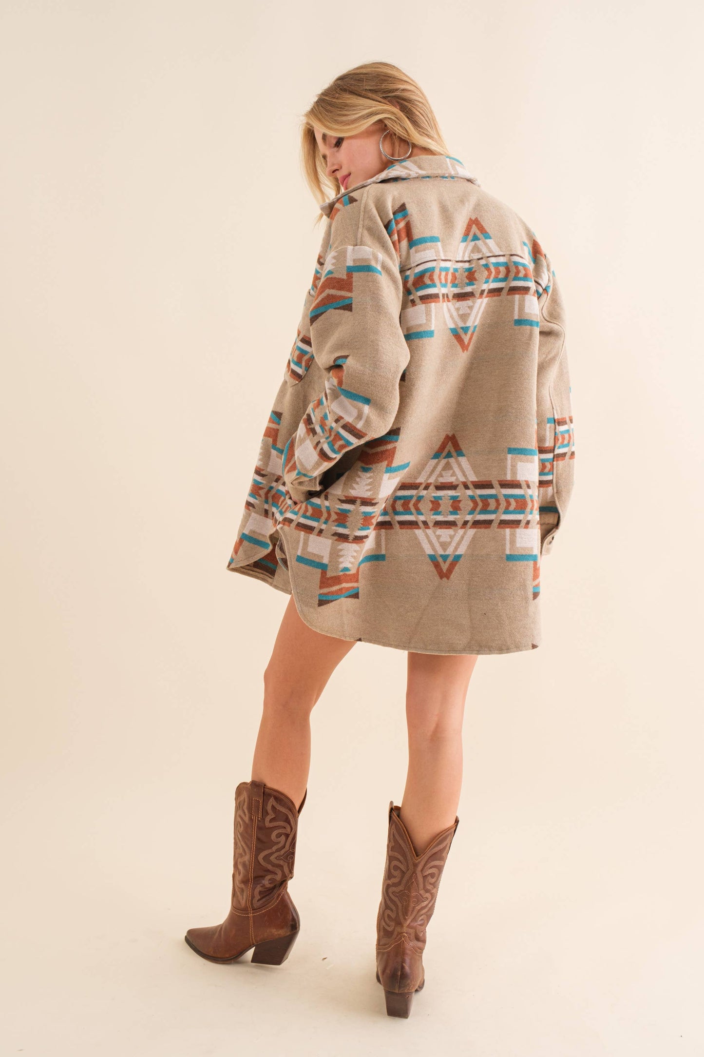 Blue B - Exclusive Jacket met Azteeks patroon en knoopsluiting