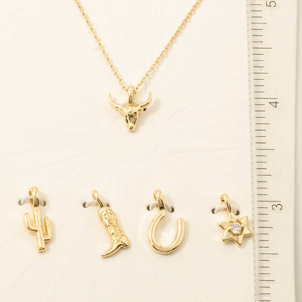 Fame - Westerse Stierenkop ketting met verwisselbare hangers