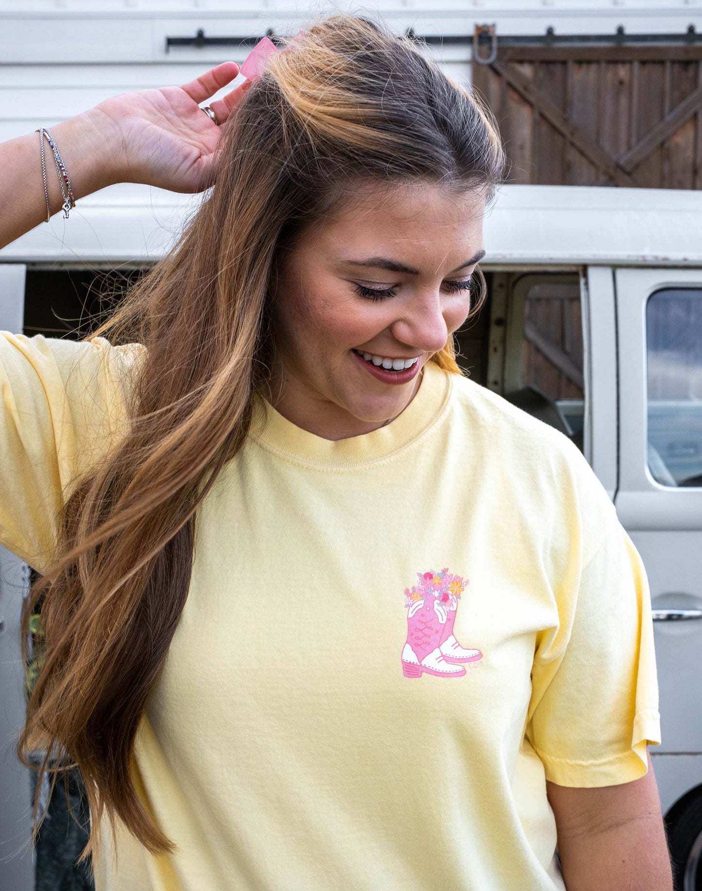 Callie Danielle - Let's Grow T-shirt pastel geel roze