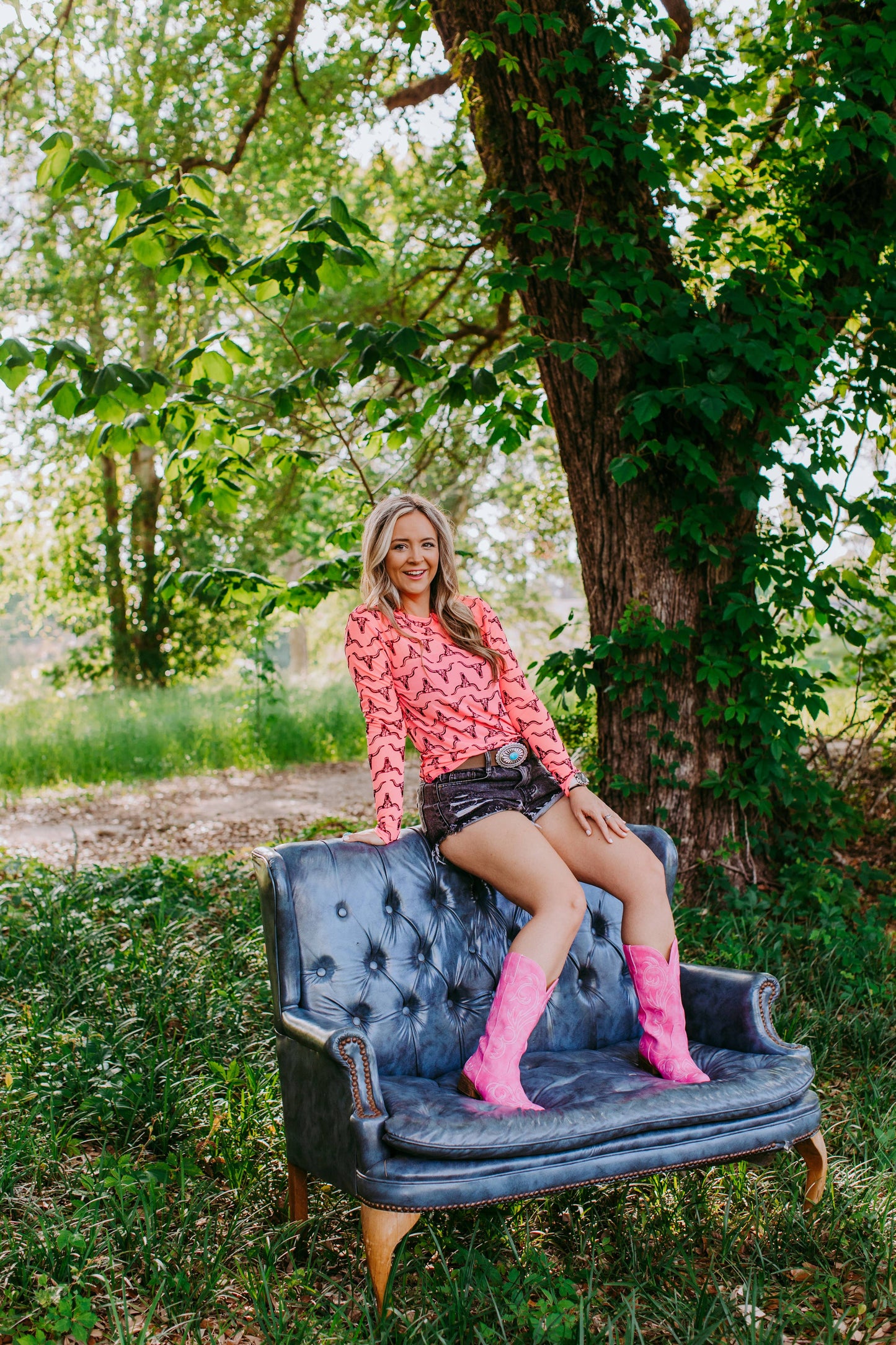 Merigold Kiss - 3D-geprinte western mesh-top roze