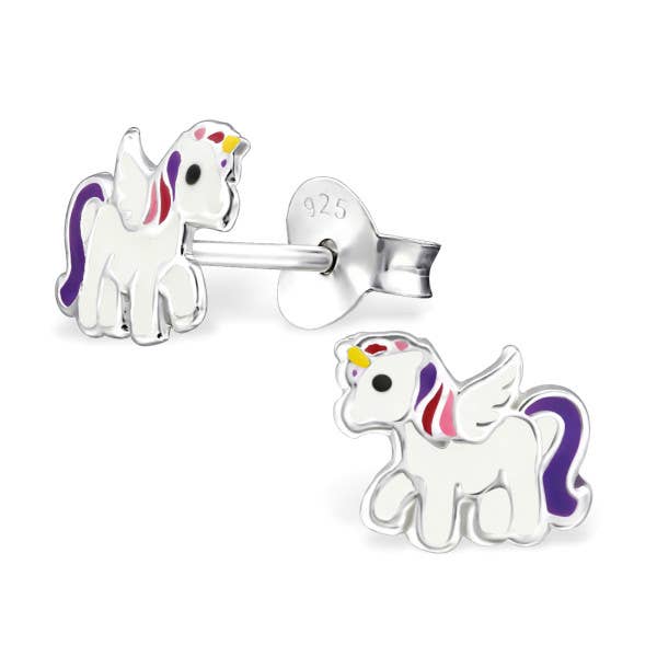 Janusch - Oorbellen mini eenhoorn studs zilver