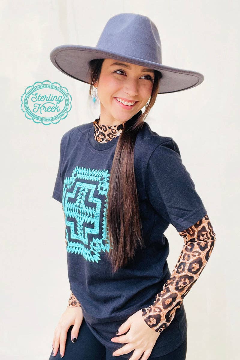 Sterling Kreek - Mesh top lange mouw luipaard 'Hear Me Roar'