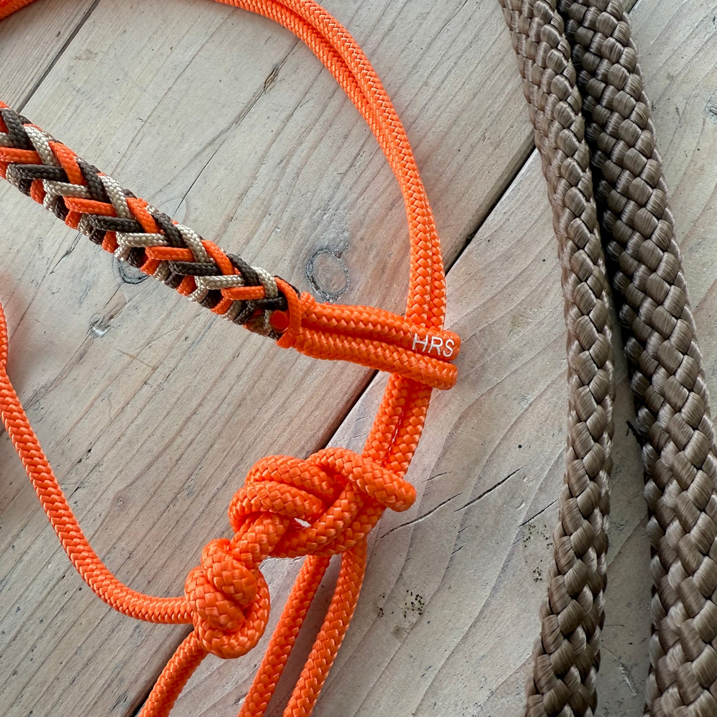 Horse Rope Shop - Touwhalster set rijhalster + teugels ‘Pumpkin Spice’ oranje/bruin