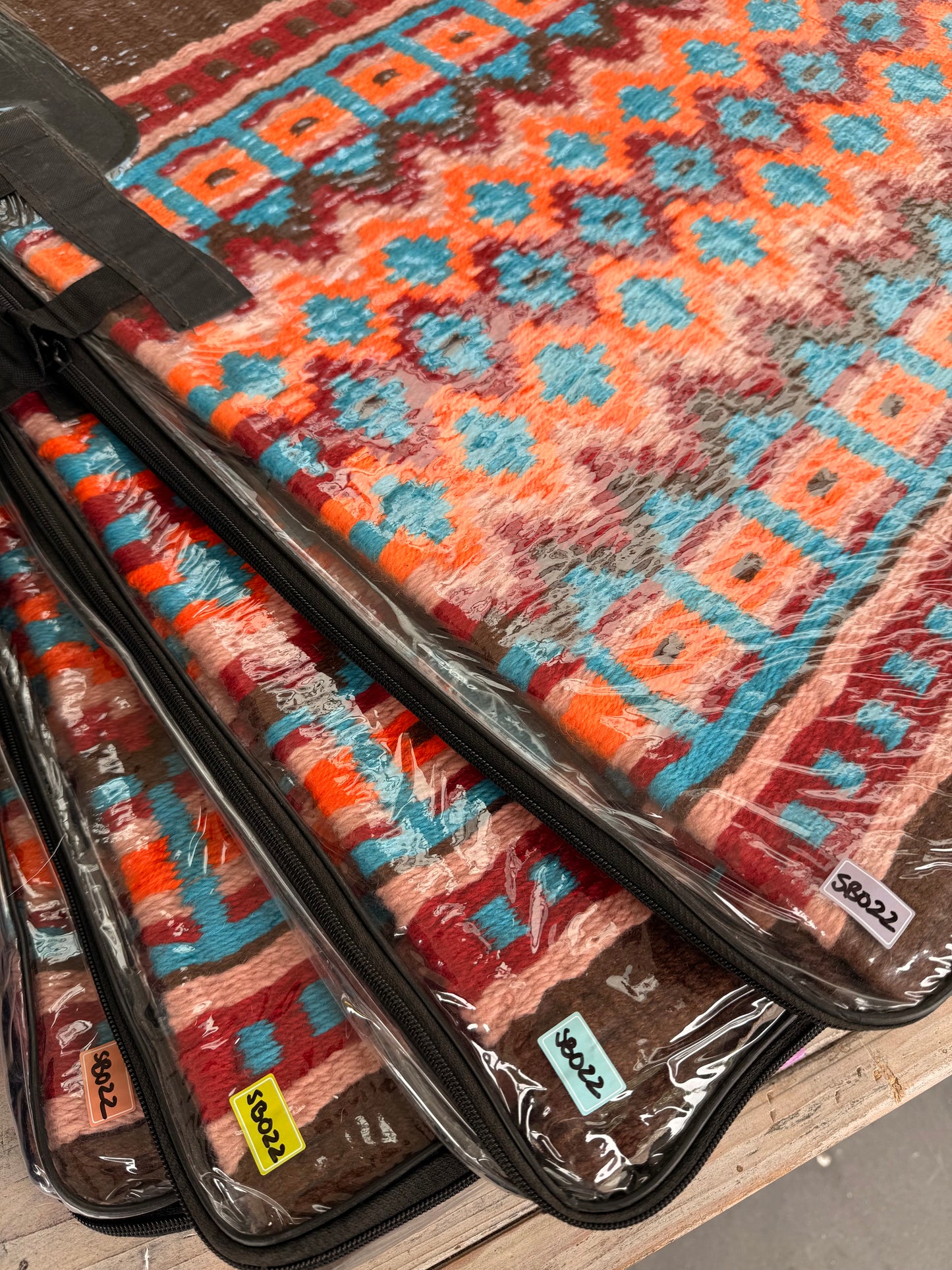 SB022 - Western oversized showblanket A - Bruin, oranje, rood, turquoise