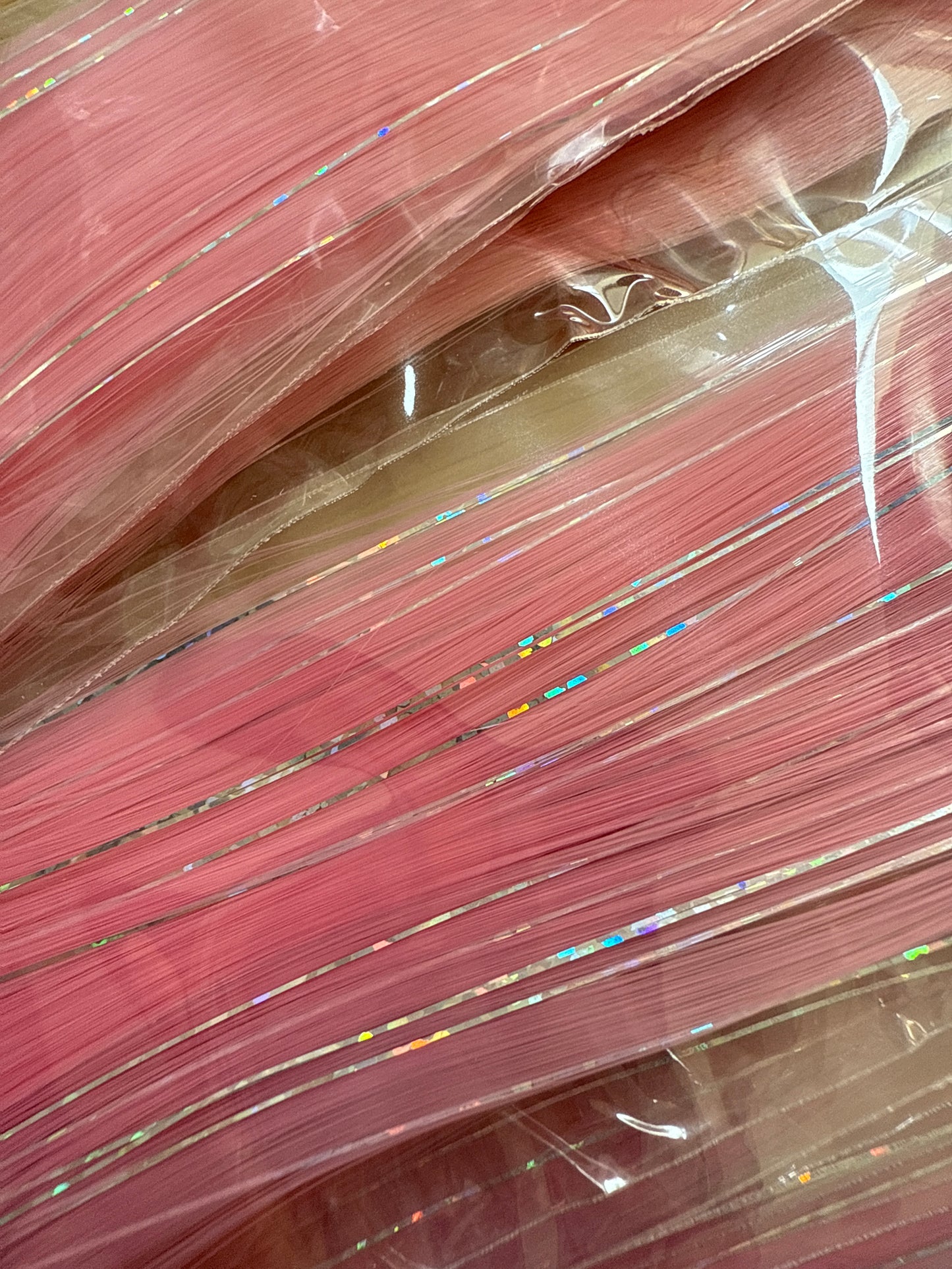 FMH - Clip-in combo hair extensions, colored hair with tinsel for ponytail and mane.