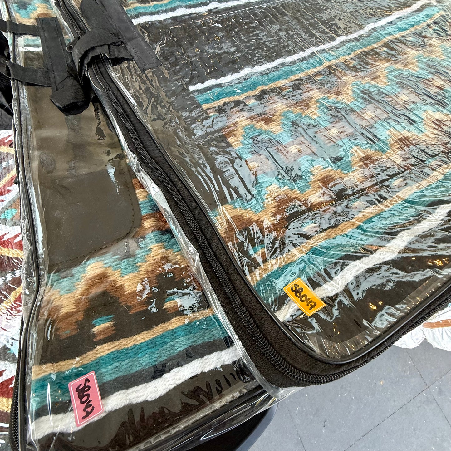 SB047 - Western oversized showblanket A - Zwart, camel, grijsblauw