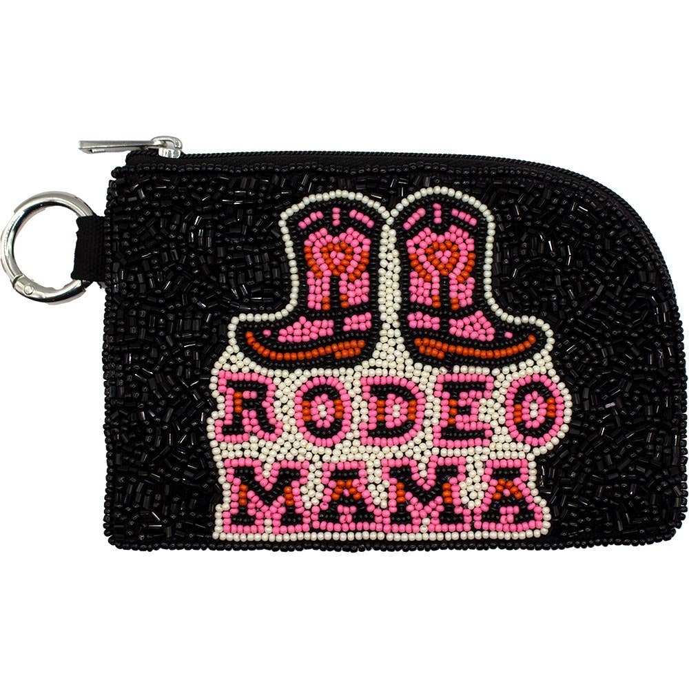Pizzazz Inc - Beaded Bag Kraaltjes muntenzakje portemonnee Rodeo Mama zwart/ roze