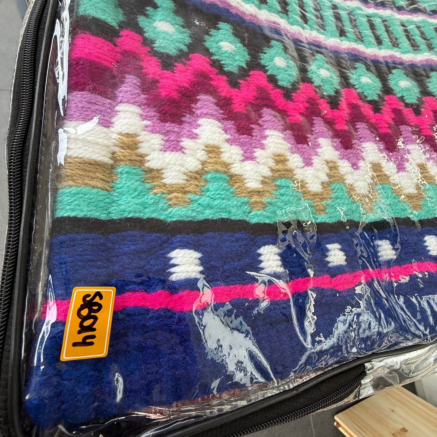 OP=OP - SB014 - Western oversized showblanket B - Blauw, zwart, turquoise, roze