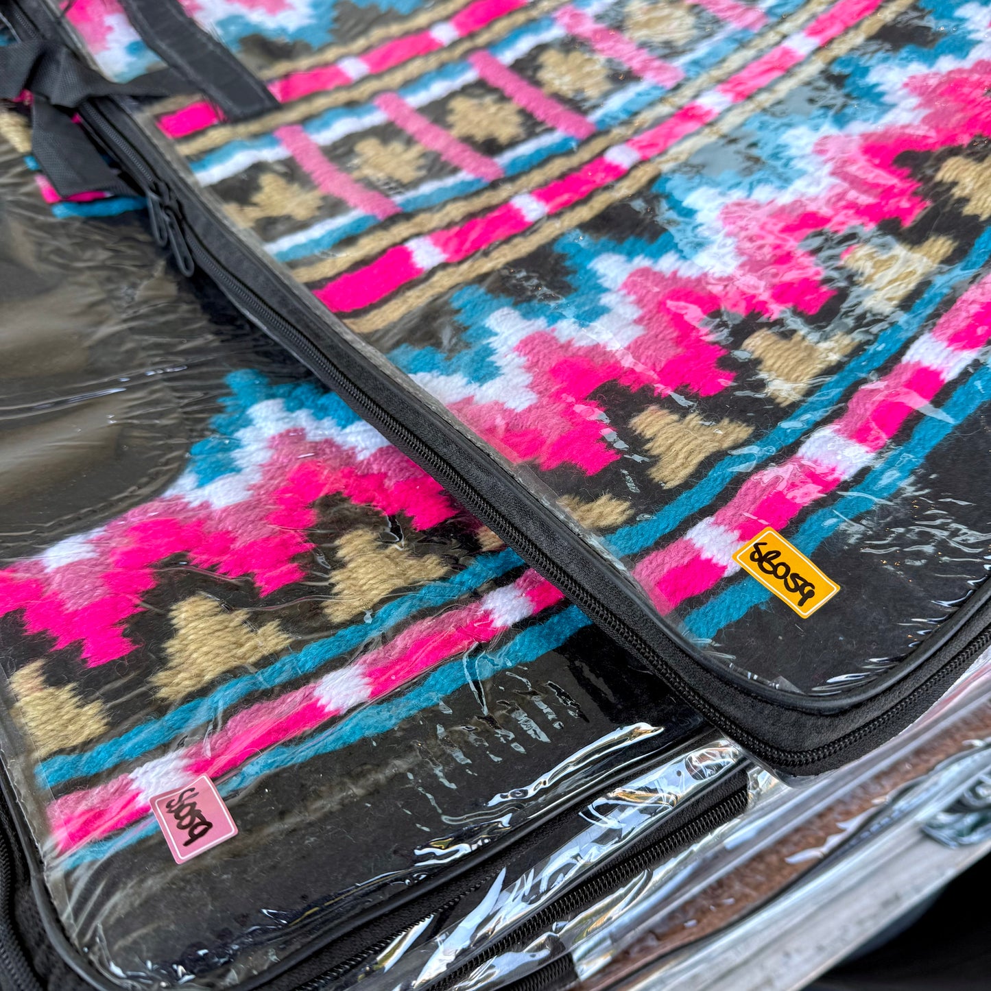 SB059 - Western oversized showblanket A - Zwart, roze, lichtblauw