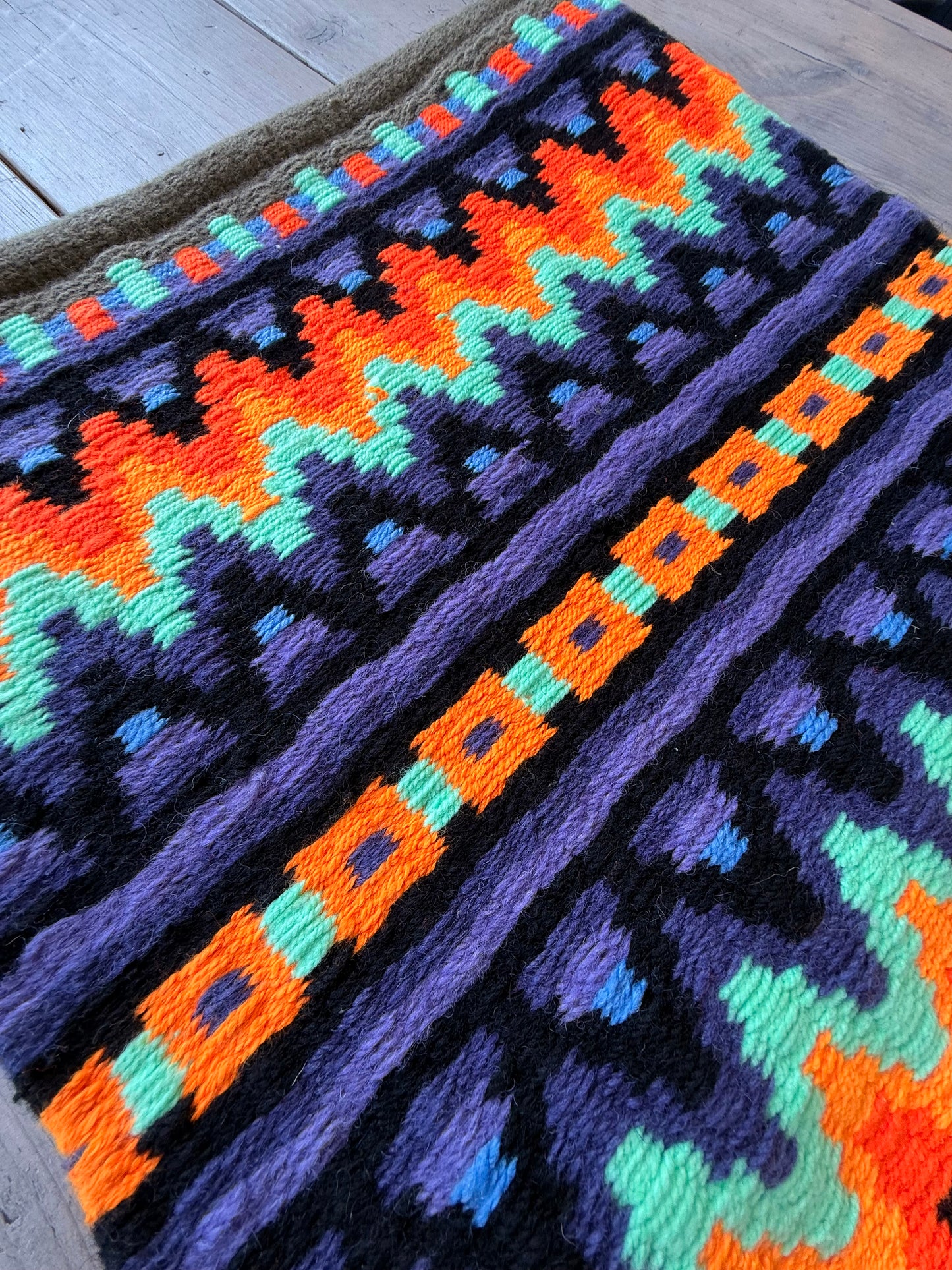 OP=OP - SB035 - Western oversized SHORT showblanket B - Olijfgroen, oranje, paars, mint