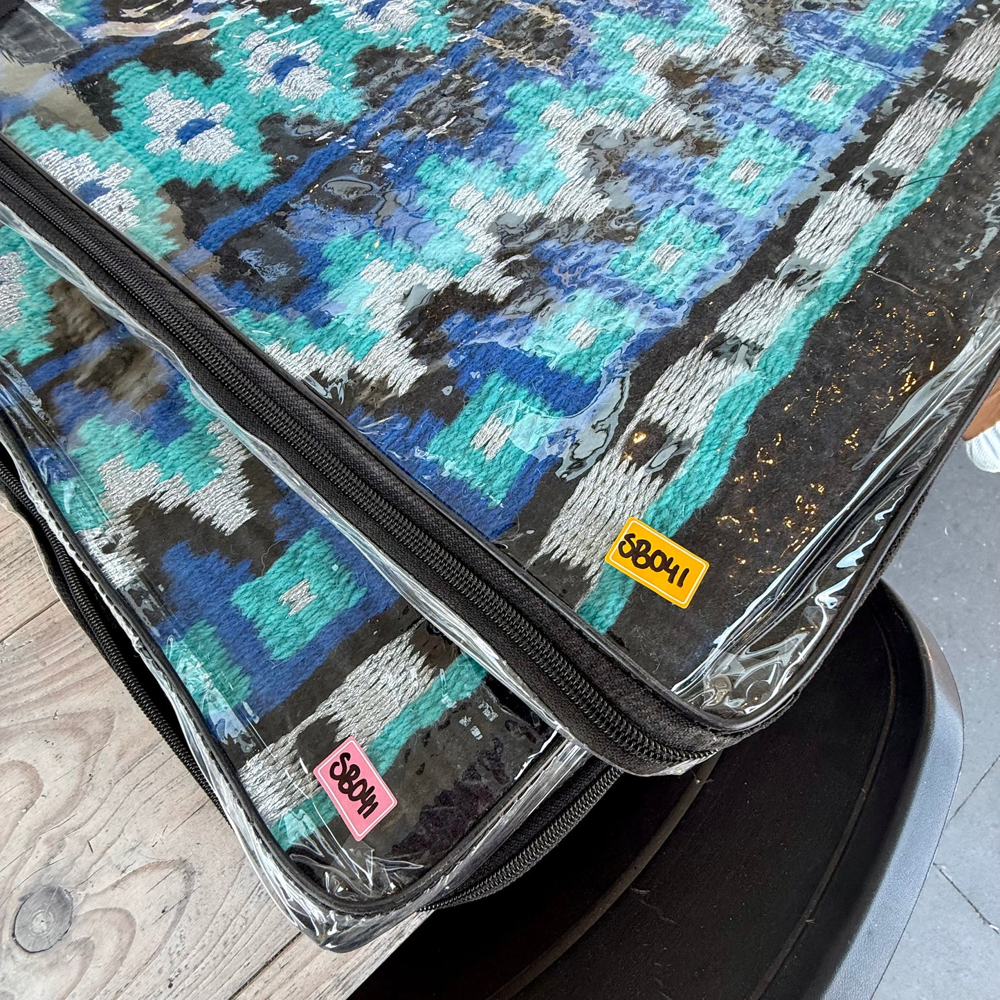 SB041 - Western oversized showblanket A - Zwart, turquoise, kobalt blauw