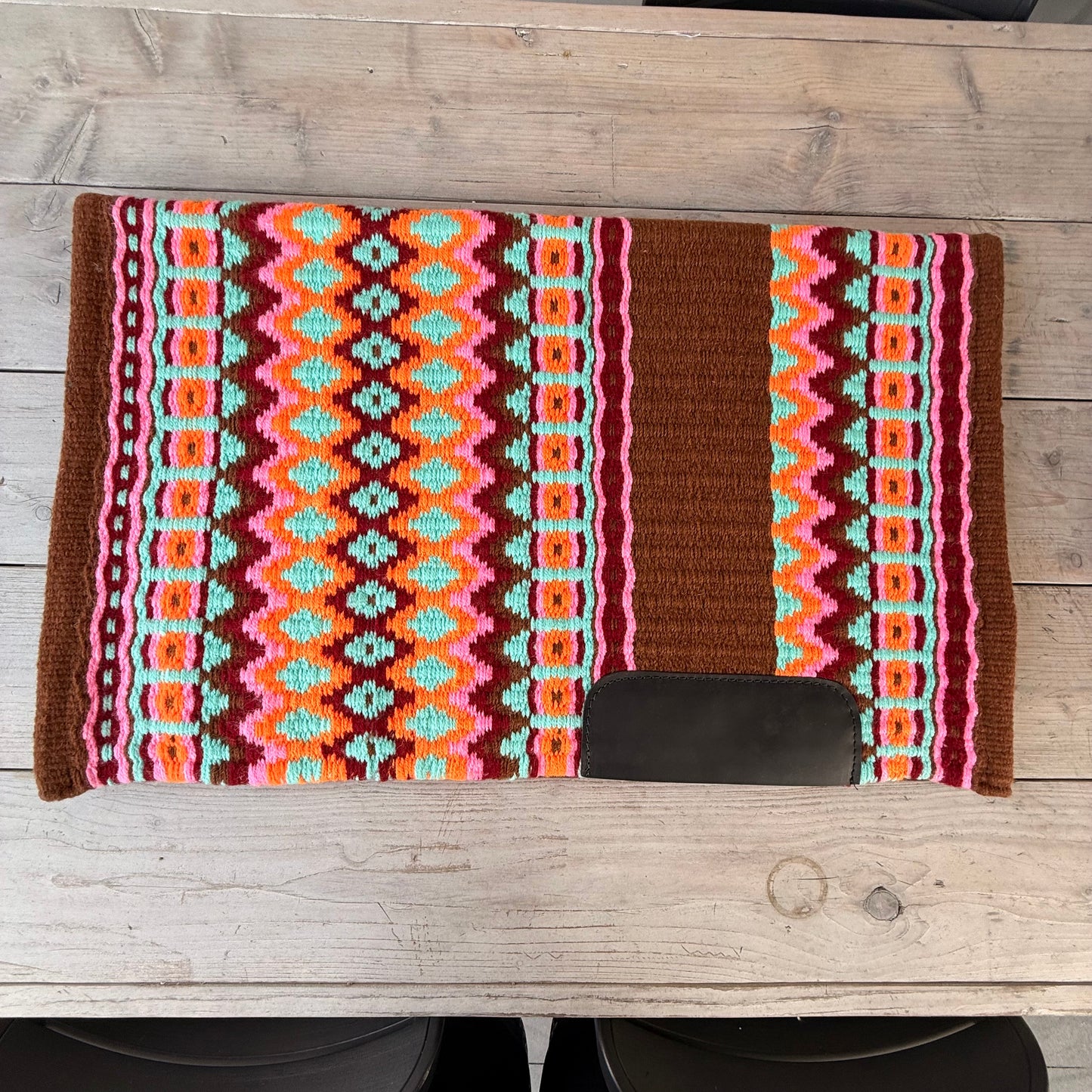OP=OP - SB005 - Western oversized showblanket B - Bruin, mint, oranje, bordeaux