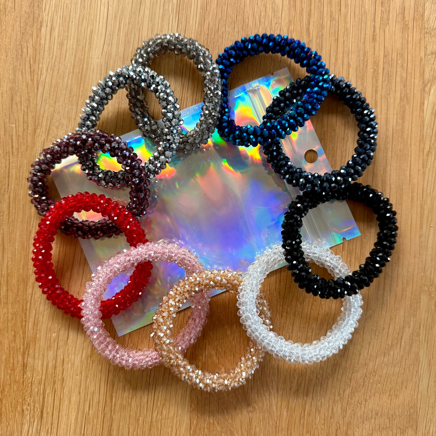 FMH - glitter elastiek knotband effen