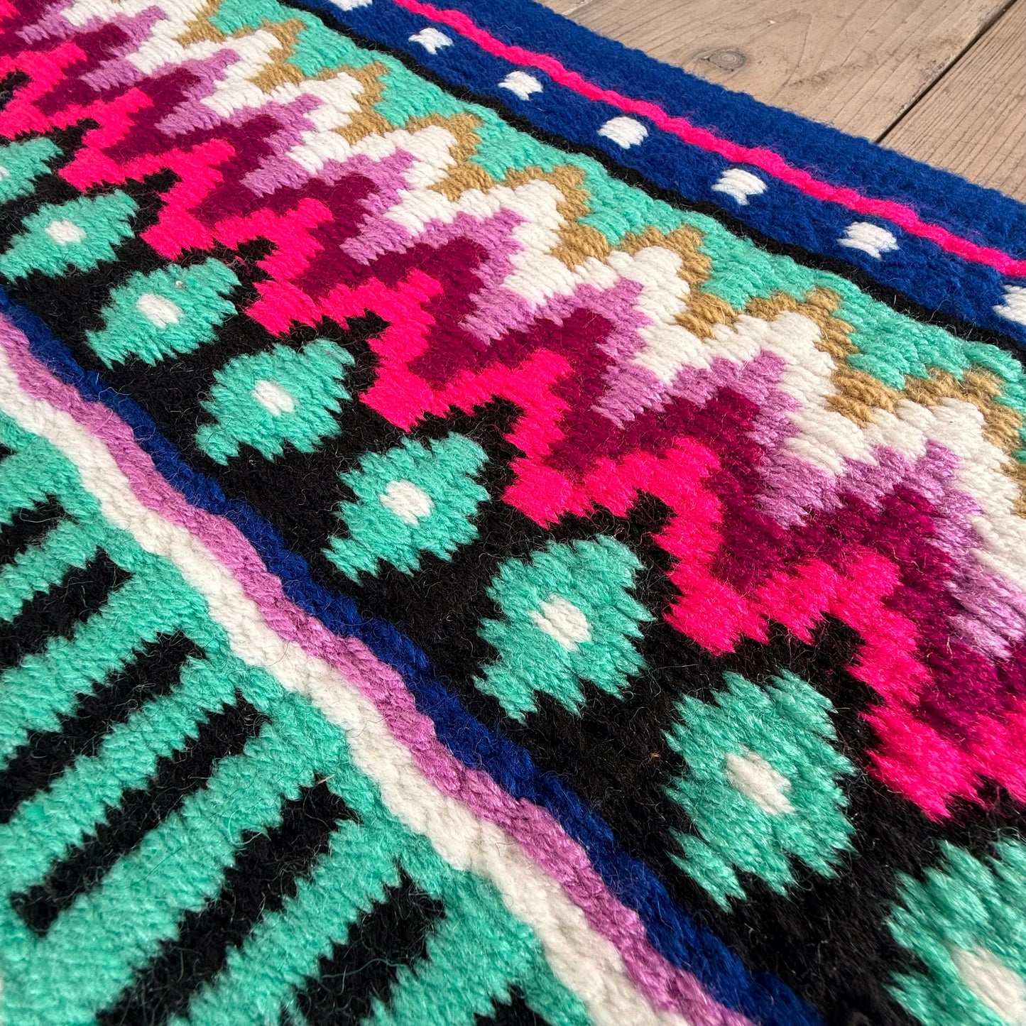 OP=OP - SB014 - Western oversized showblanket B - Blauw, zwart, turquoise, roze