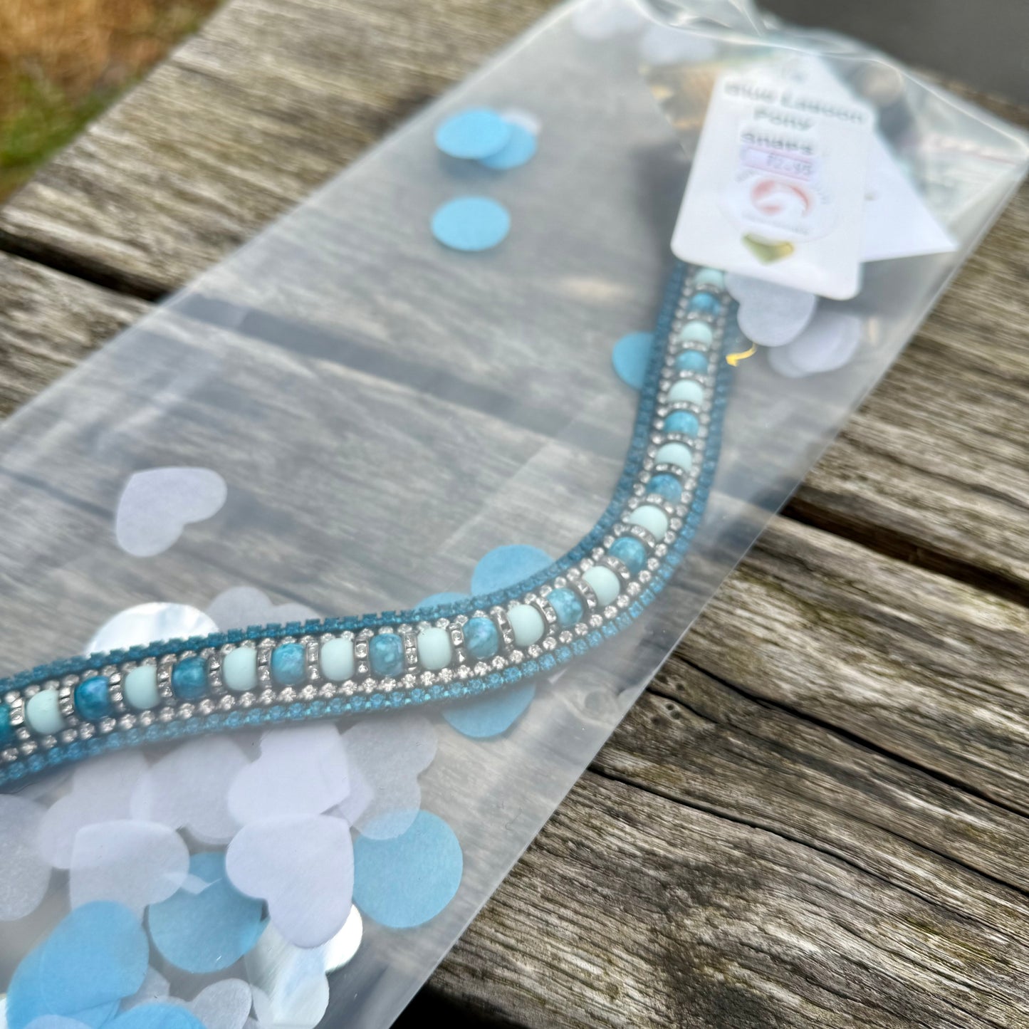 Moeders Mooiste Frontriemen - Deluxe “Blue Lagoon” - Pony met snaps - OP=OP