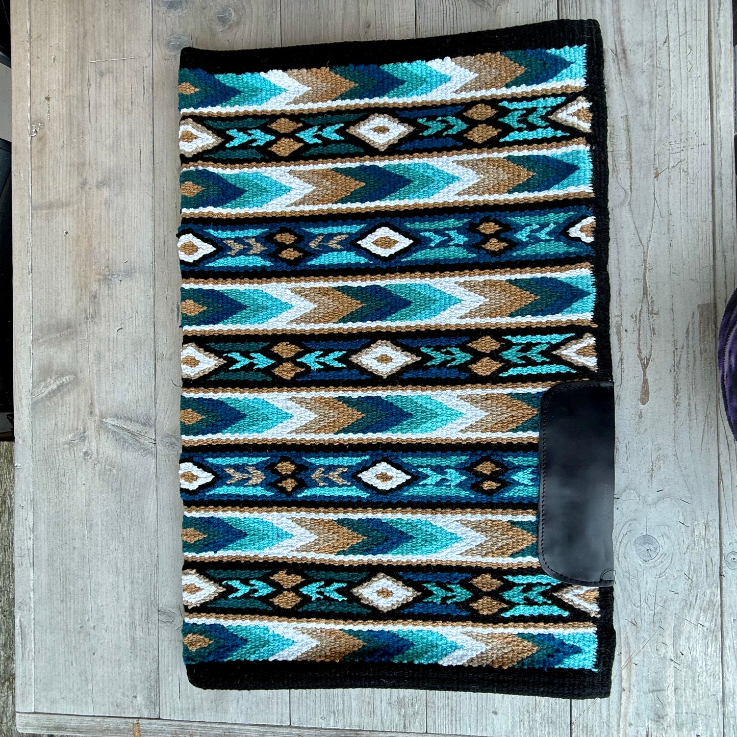 SB076 - Western oversized showblanket A - Zwart, blauw, taupe