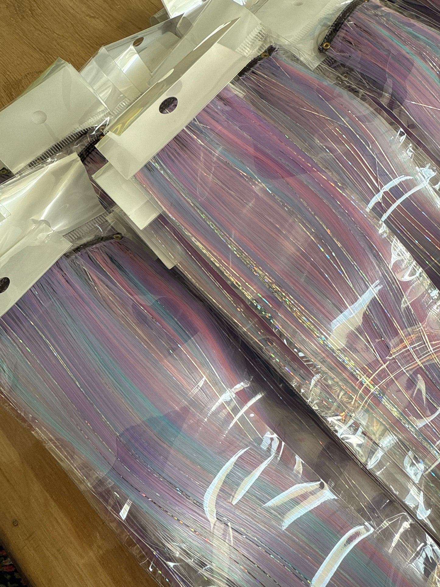 FMH - Clip-in combi haarextenties gekleurd haar met tinsels voor staart en manen