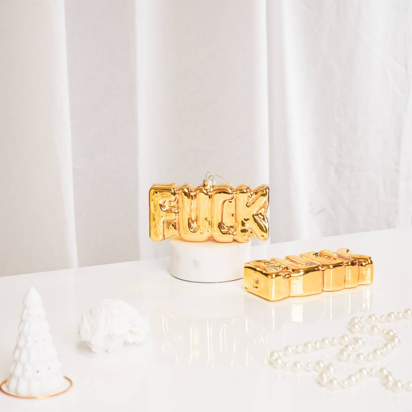 Housevitamin - Kerstornament goud F*CK