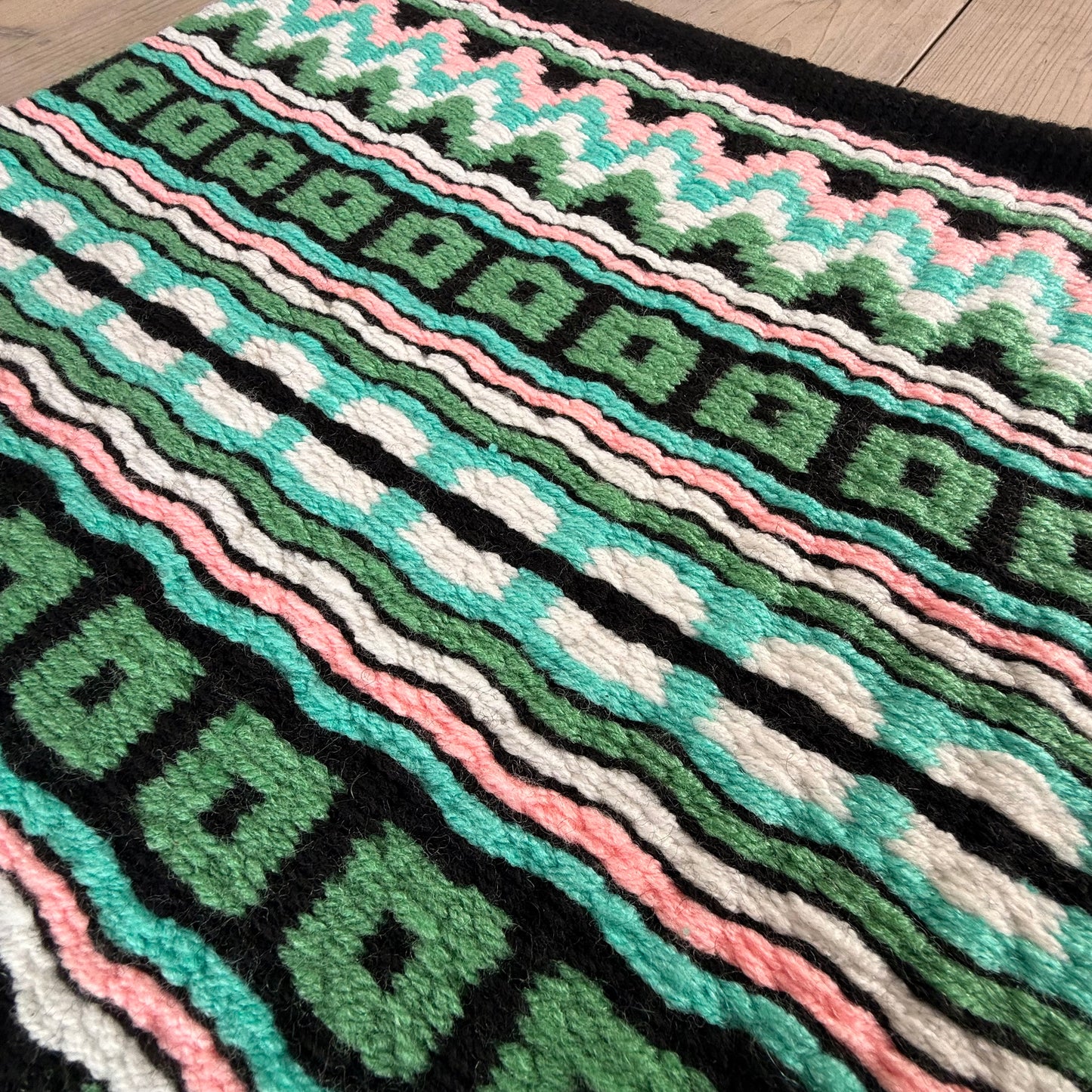 OP=OP - SB019 - Western oversized showblanket B - Zwart, groen, lichtroze, turquoise